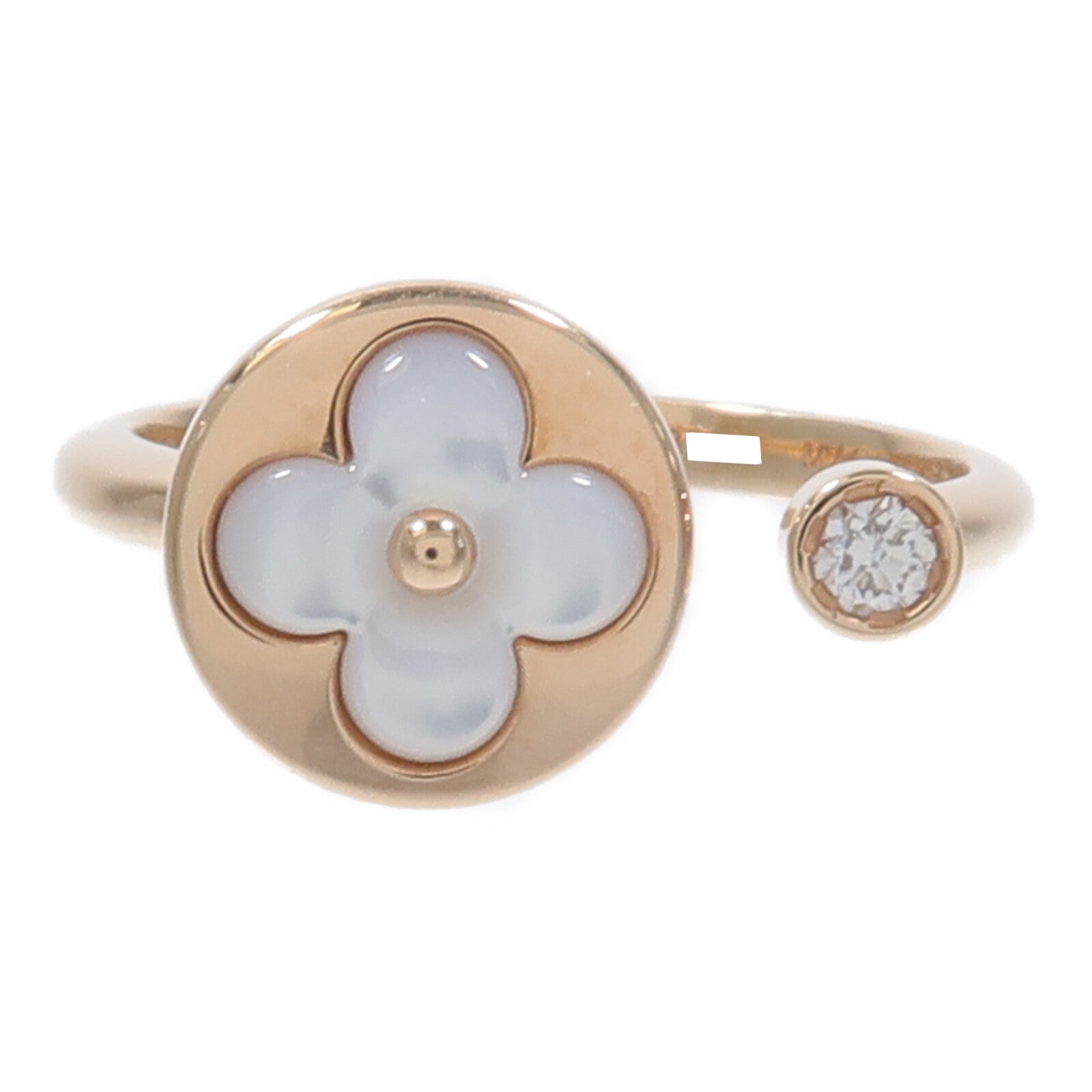 LOUIS VUITTON 18K玫瑰金Color Blossom Mini Sun Ring鑽石/珍珠母貝戒指
