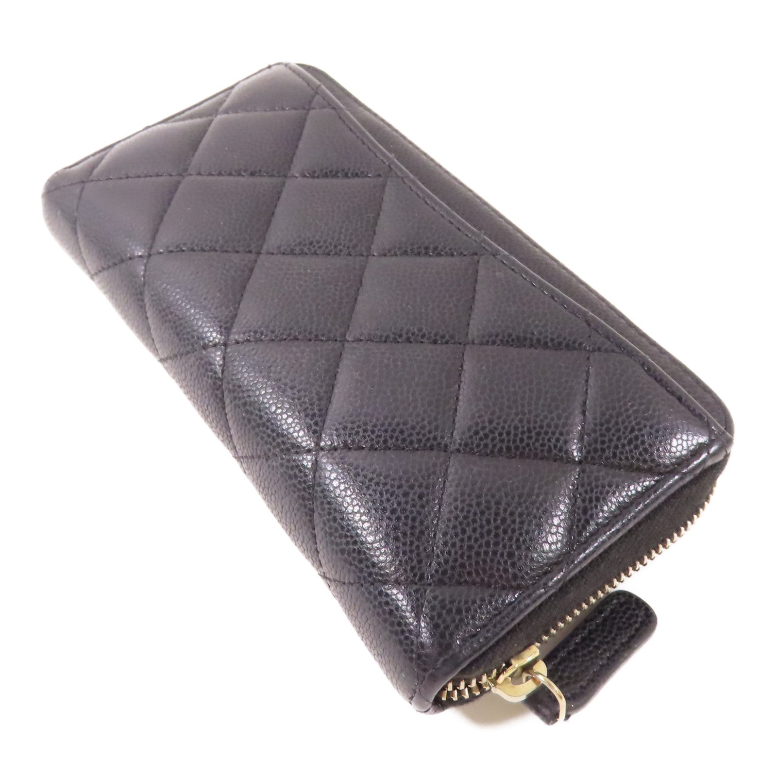 CHANEL 牛皮皮革Zipper Long Wallet金扣長錢包