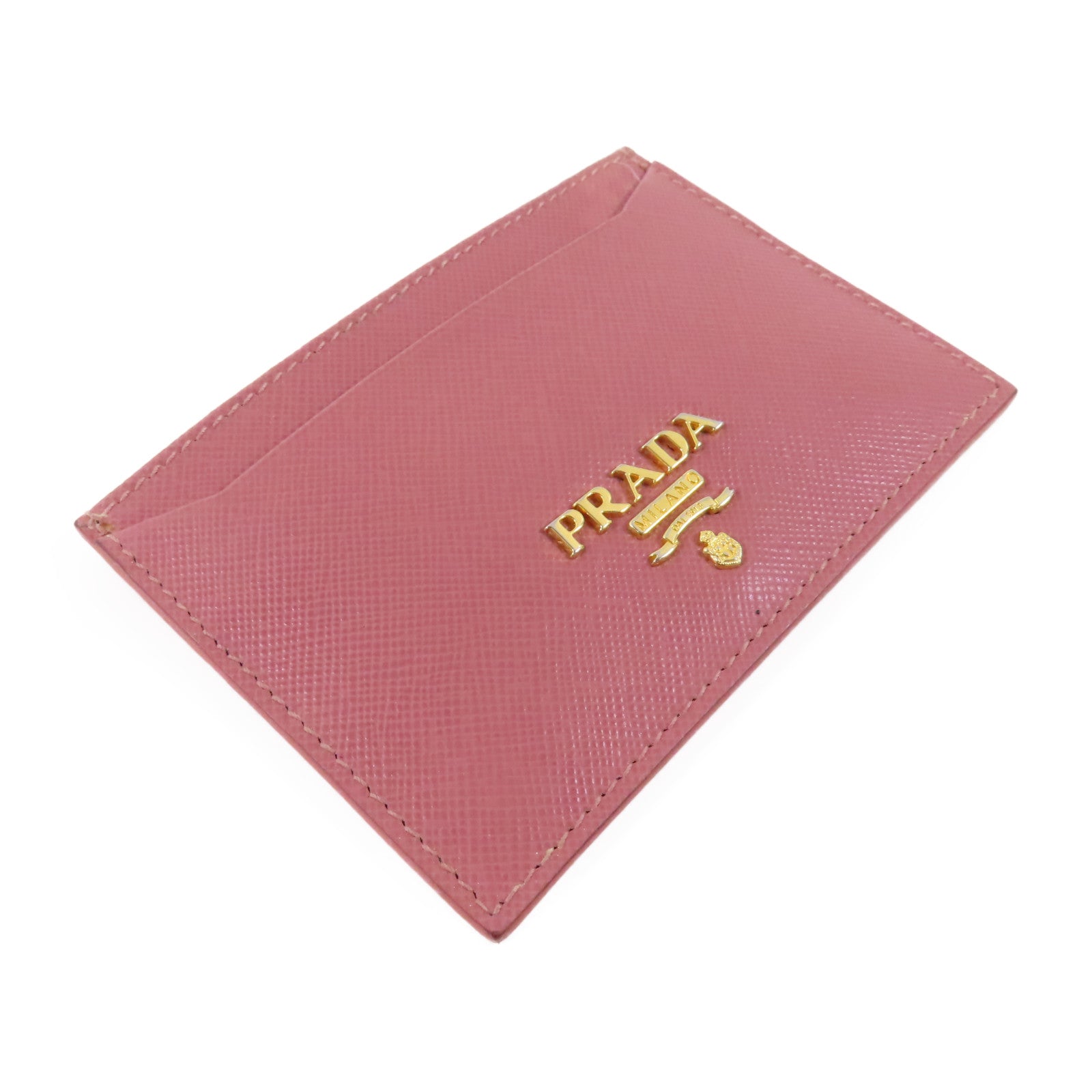 PRADA 牛皮皮革Card Case金扣卡片套粉紅色