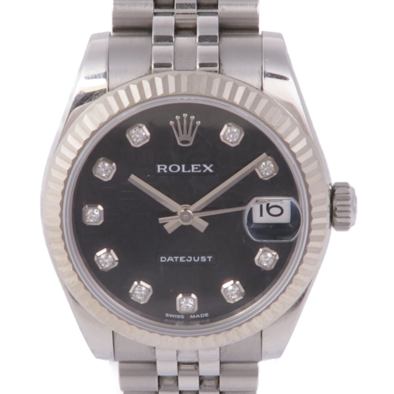 ROLEX Datejust 178274 Automatic Watch 18K White Gold Stainless Steel Diamond