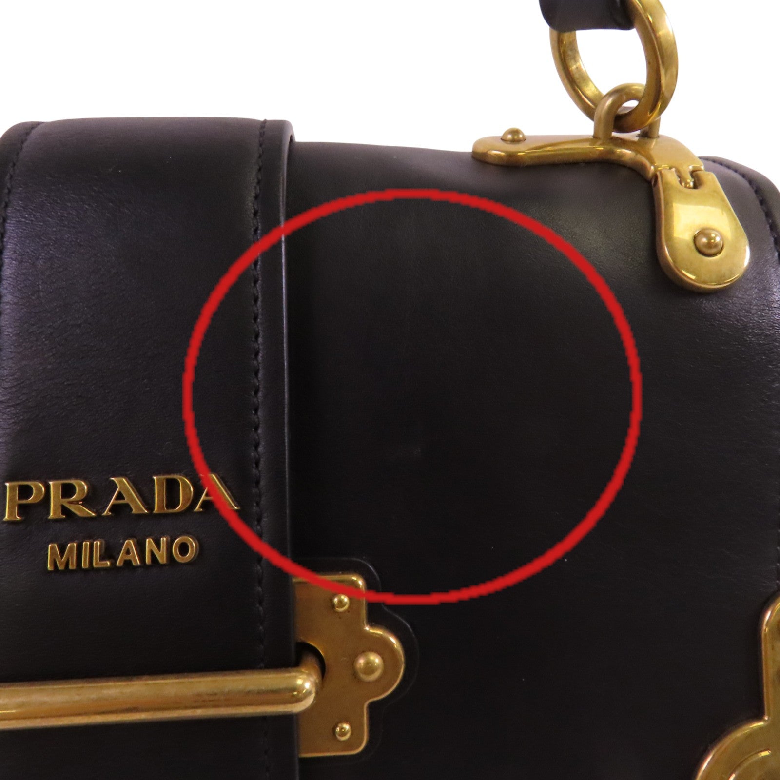 PRADA 牛皮皮革City Bag金扣肩背袋