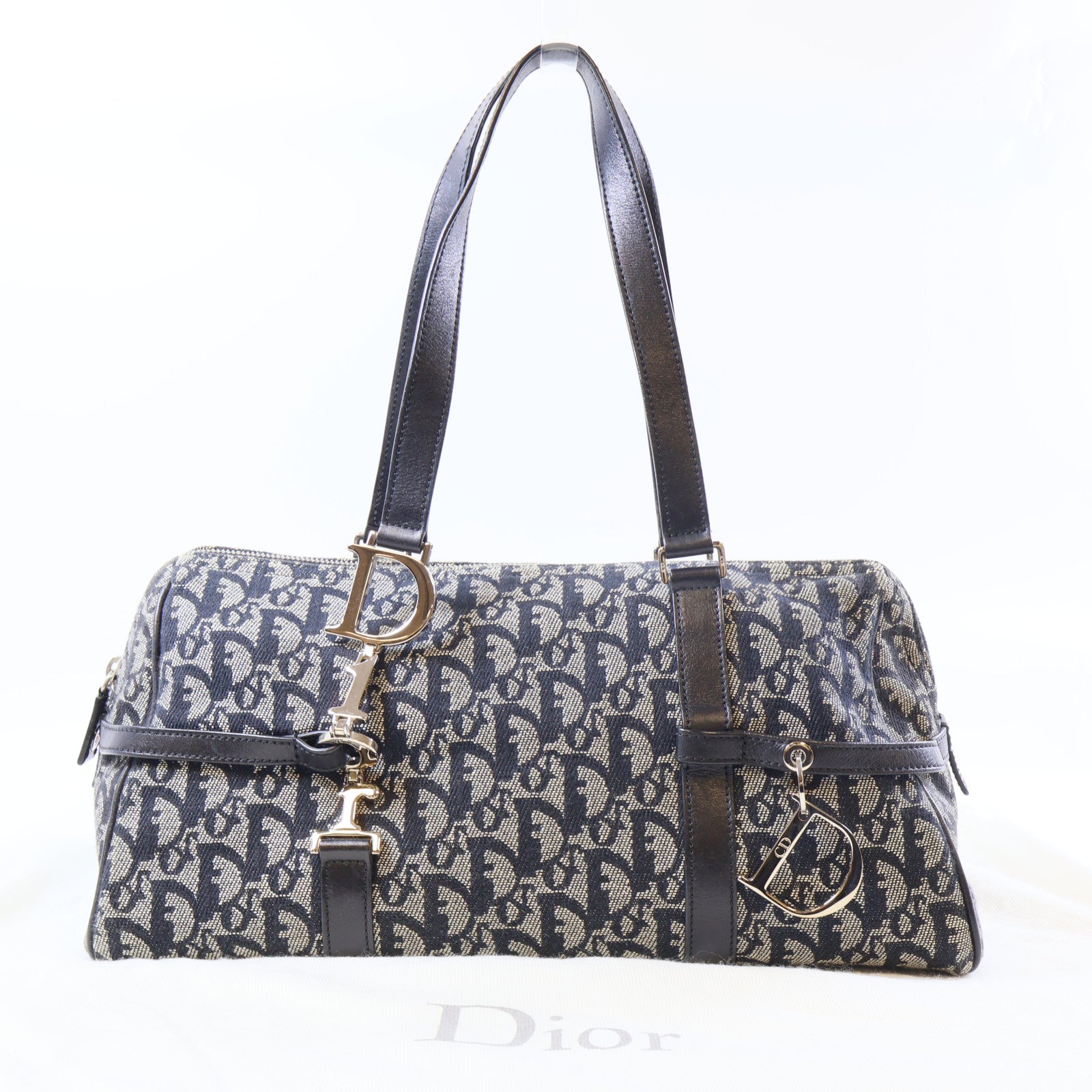 Dior 帆布Hand Bag銀扣手挽袋黑色