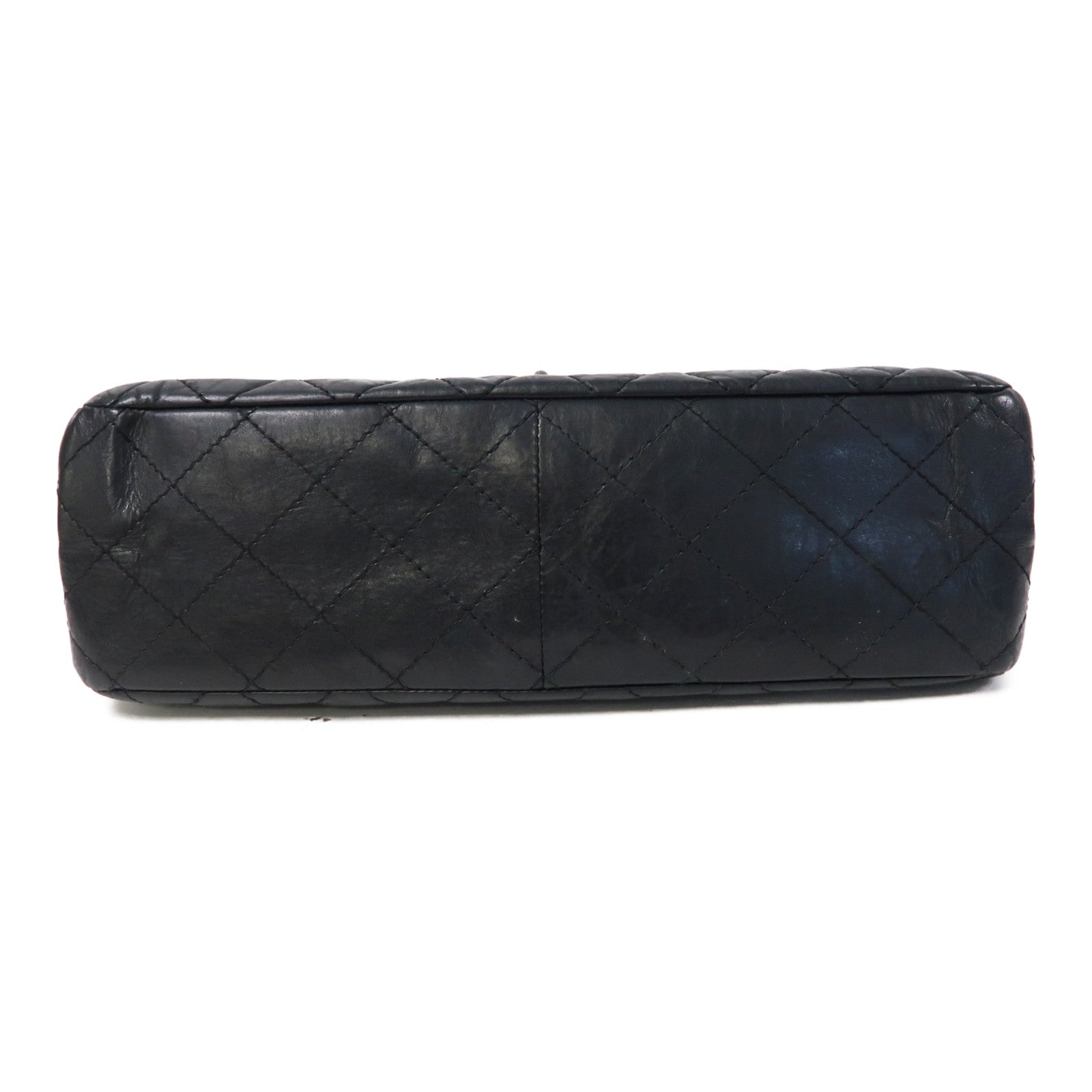CHANEL 菱格牛皮皮革2.55 Chain Shoulder Bag銀扣鏈帶肩背袋黑色