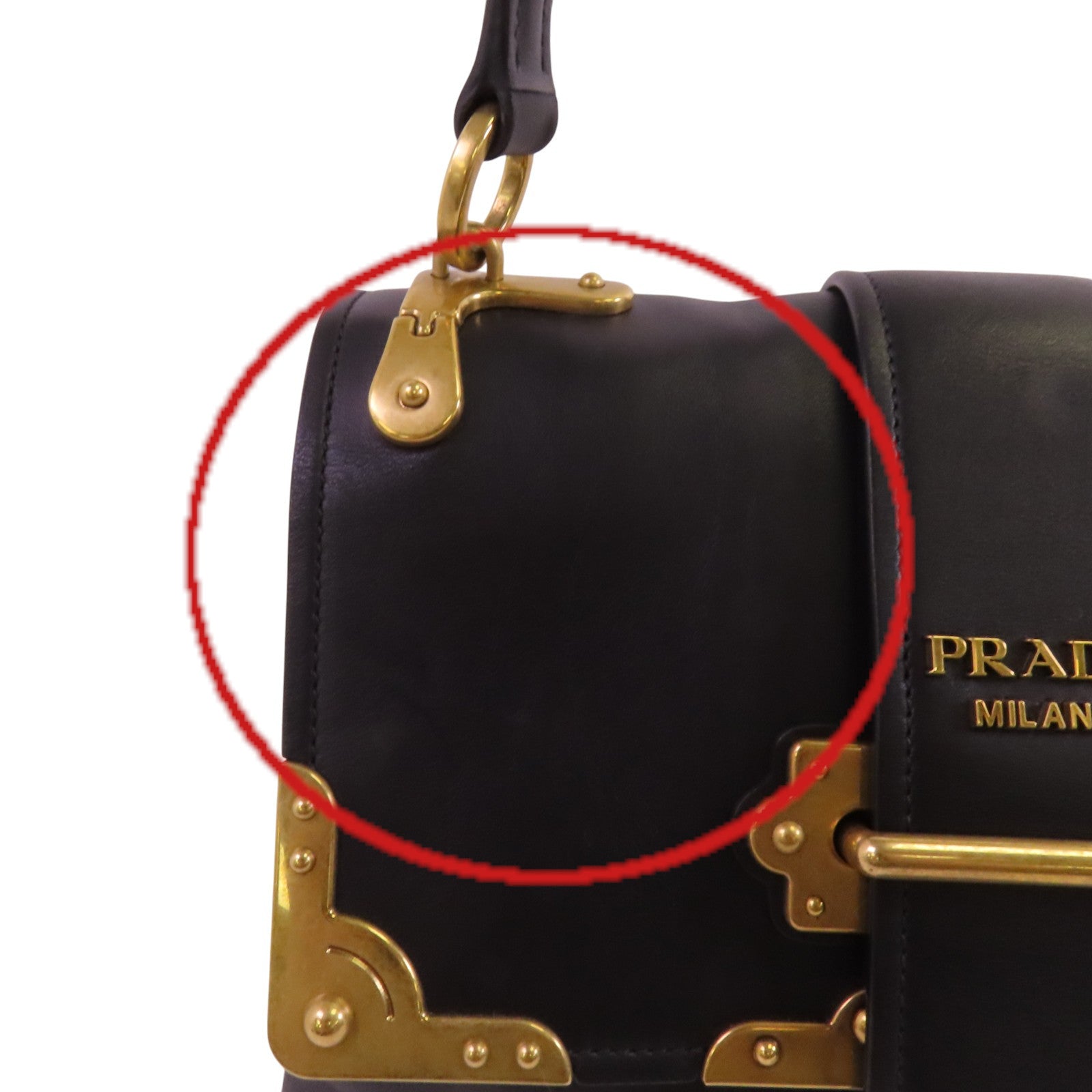 PRADA 牛皮皮革City Bag金扣肩背袋