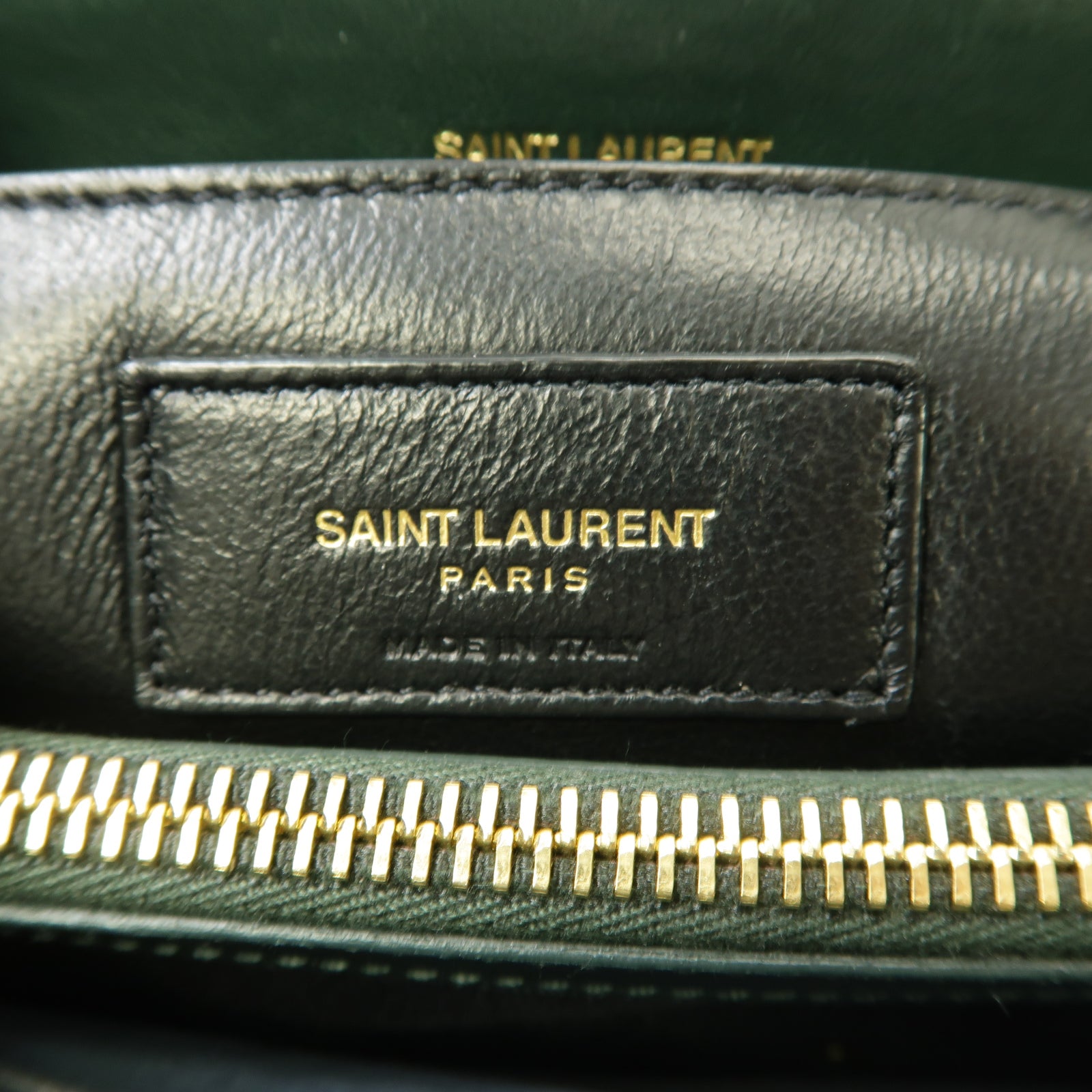 YVES SAINT LAURENT 【激減優惠】牛皮皮革Chain Shoulder Bag金扣鏈帶肩背袋深綠色