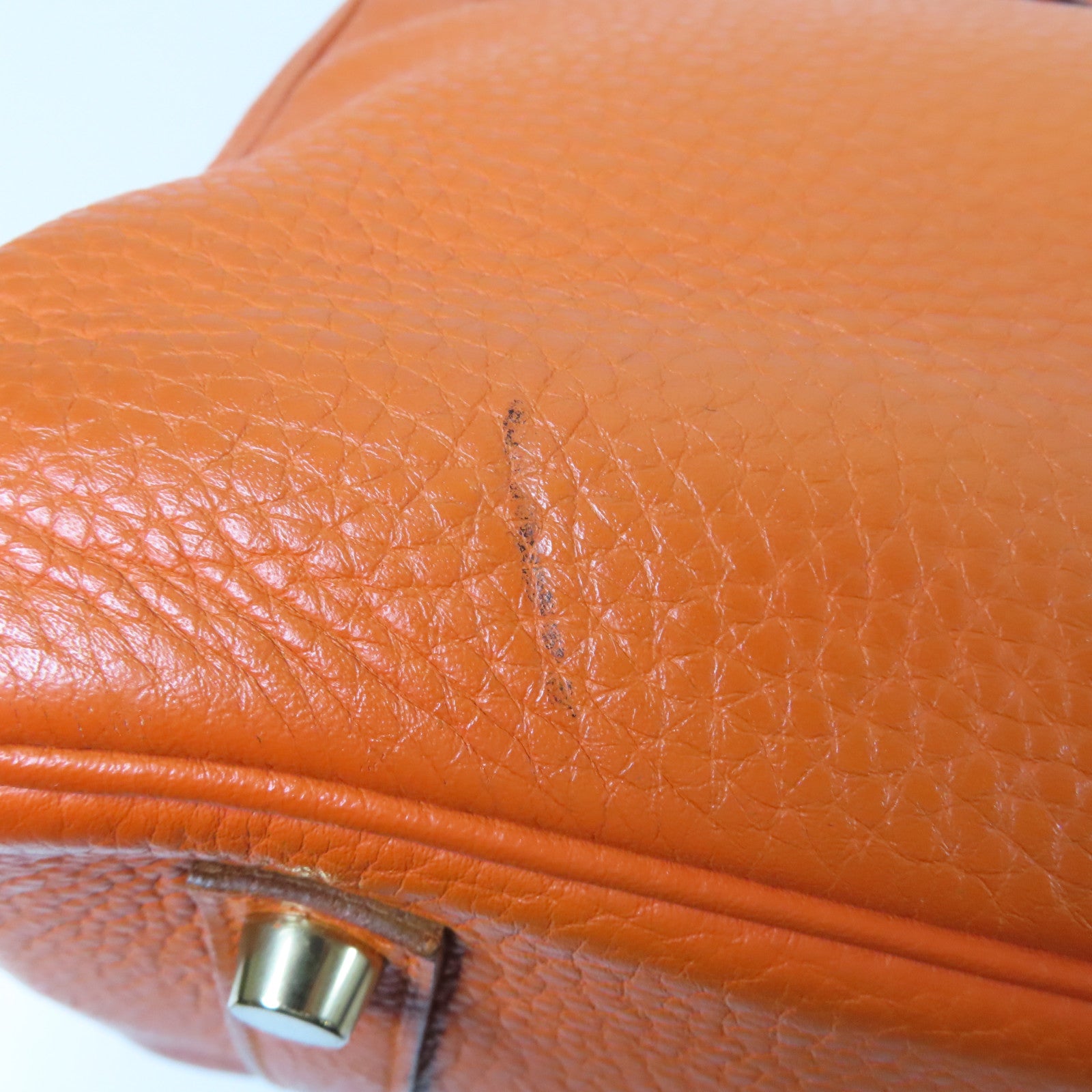HERMES 牛皮皮革Birkin 35金扣手挽袋橙色