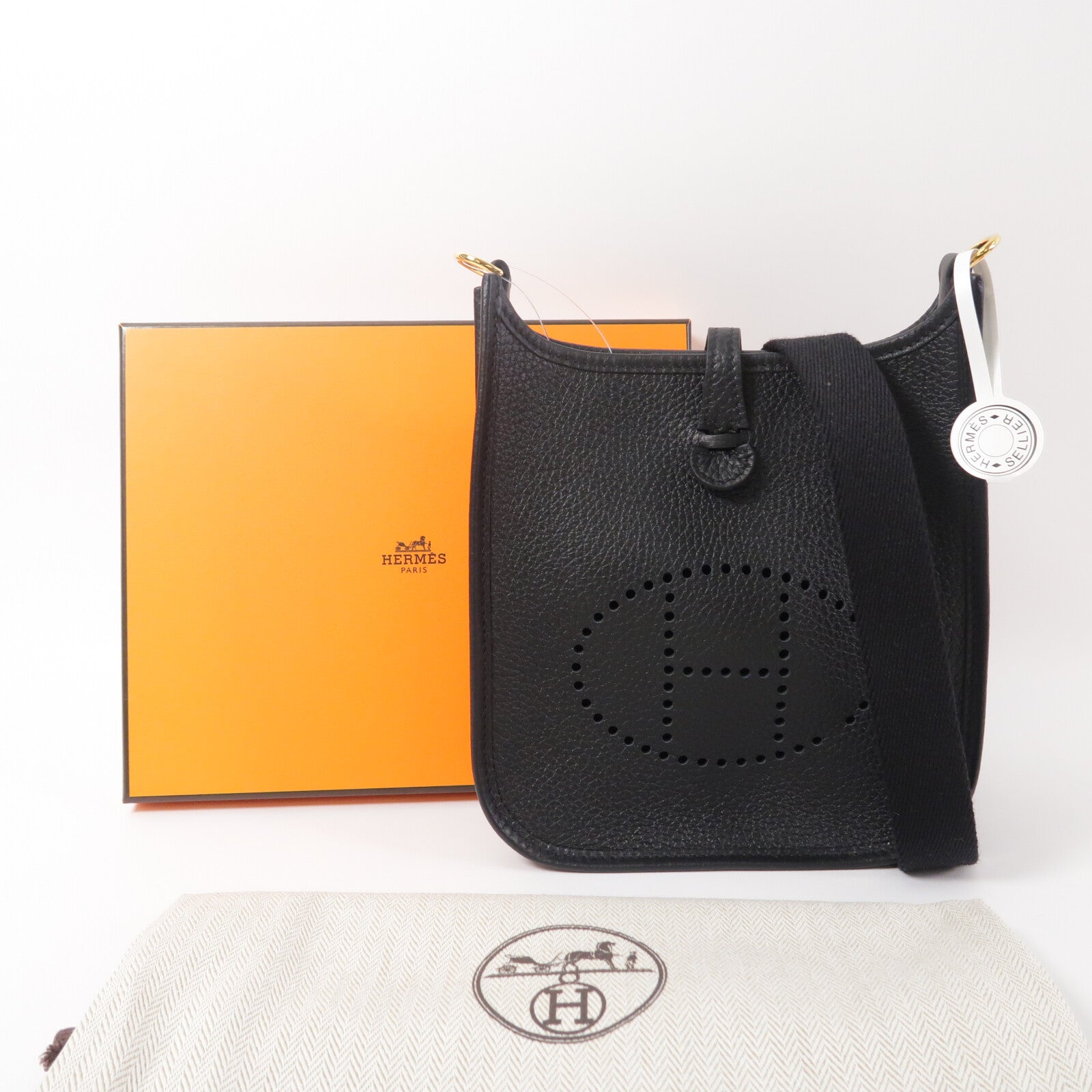 HERMES Clemence皮革Evelyne TPM肩背袋Noir