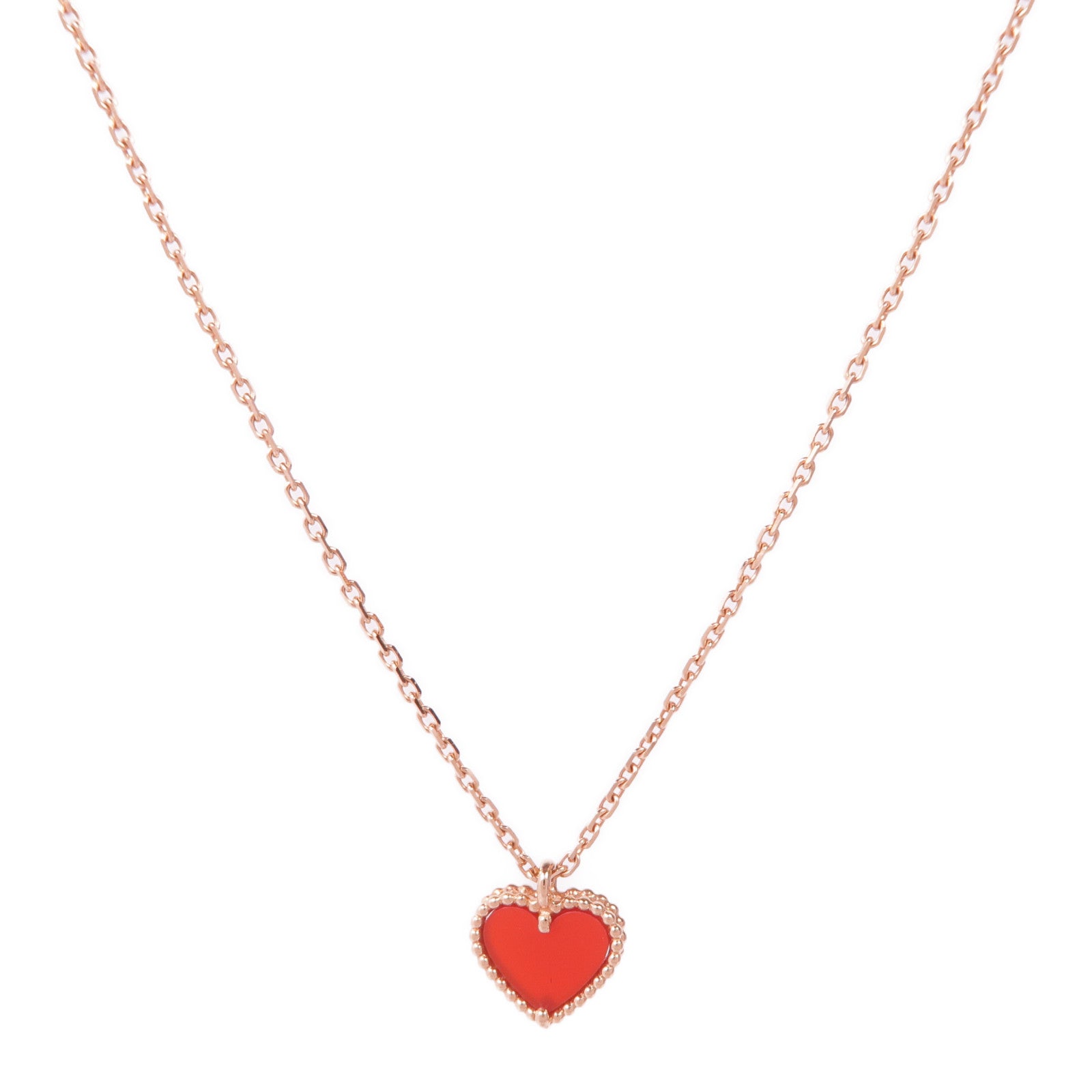 Van Cleef & Arpels 18K玫瑰金Sweet Hearts Pendant紅玉髓項鍊