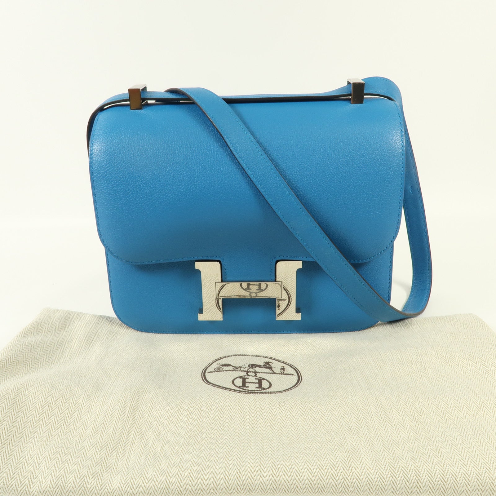 HERMES Evercolor皮革Constance 24銀扣肩背袋