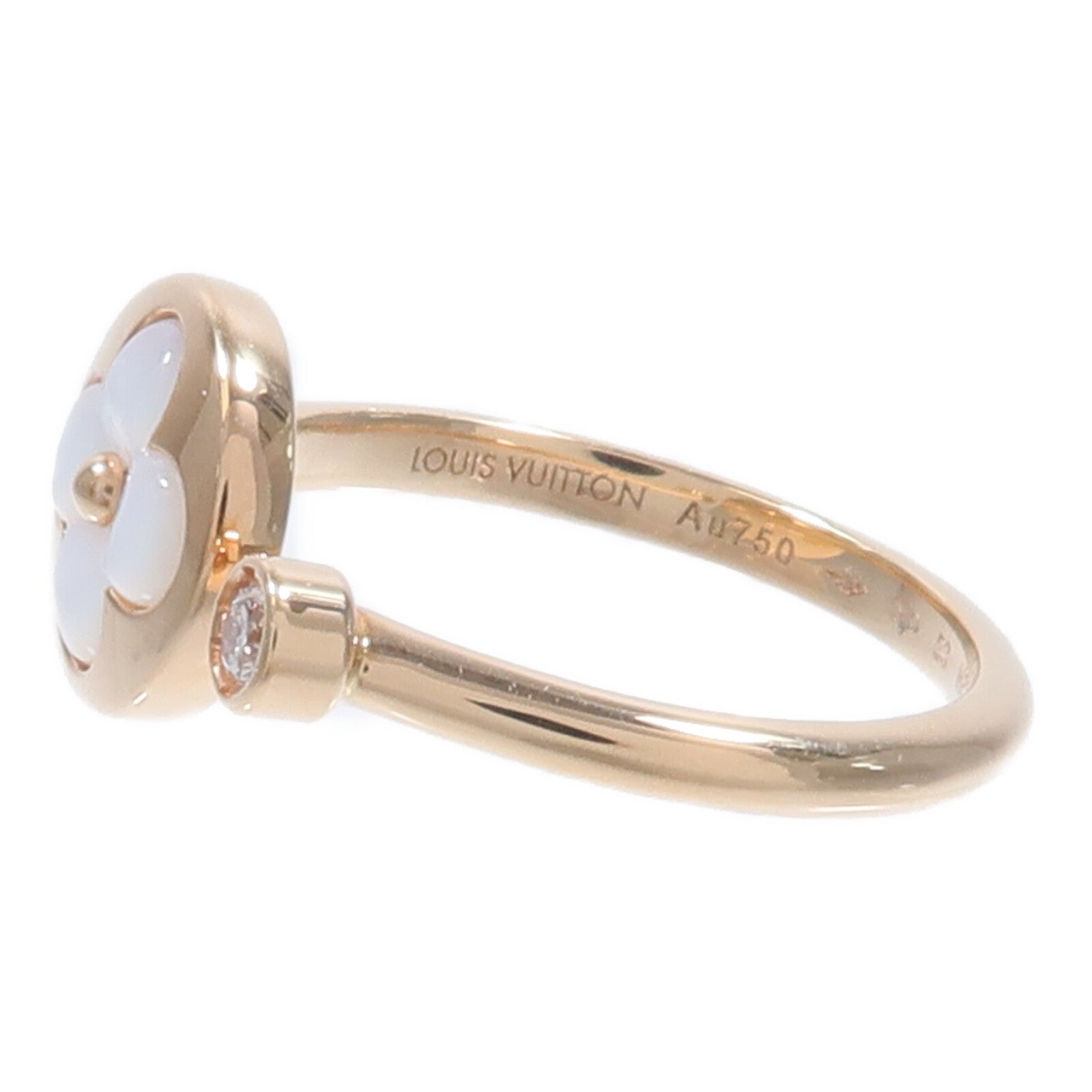 LOUIS VUITTON 18K玫瑰金Color Blossom Mini Sun Ring鑽石/珍珠母貝戒指