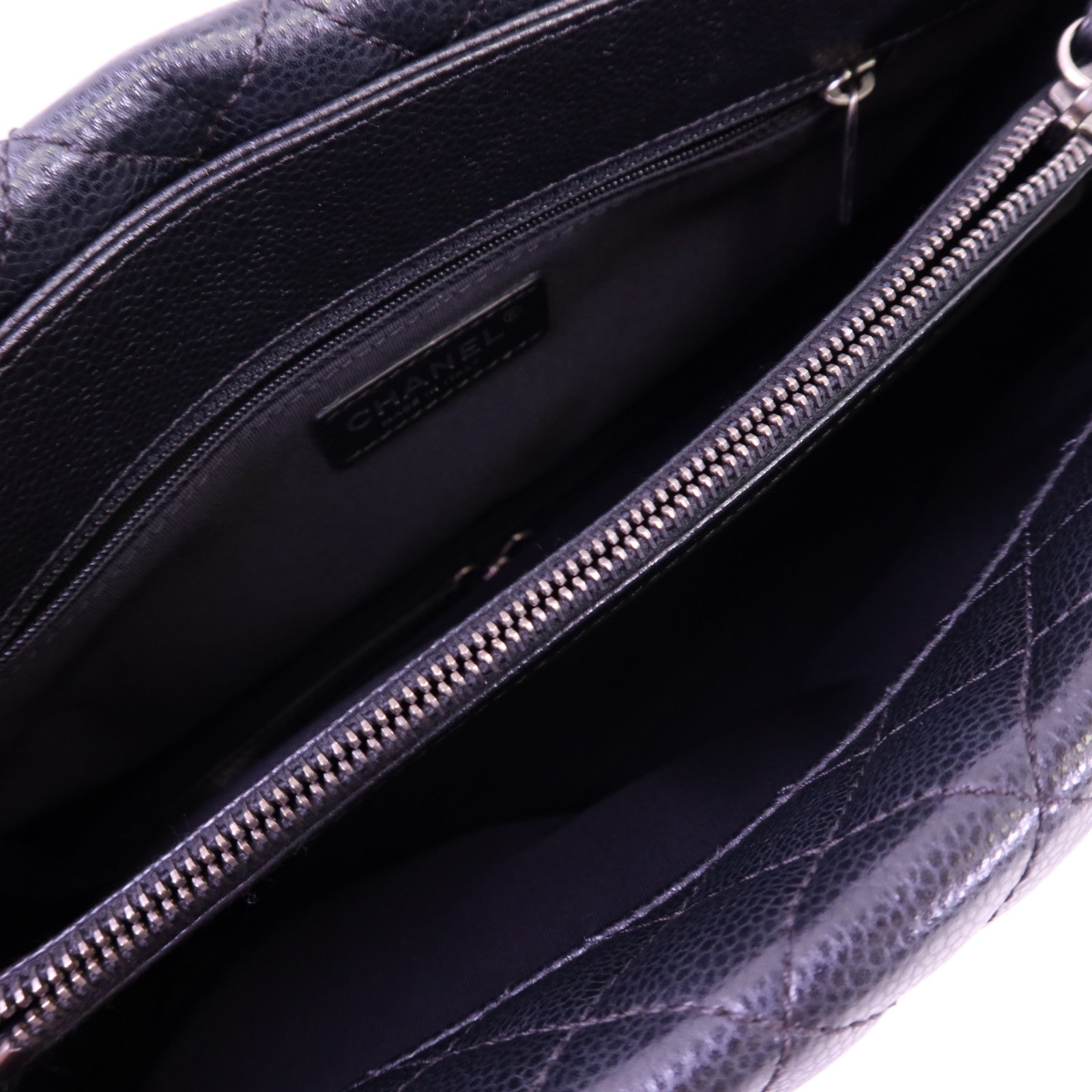CHANEL 牛皮皮革Tote Bag銀扣鏈帶肩背袋