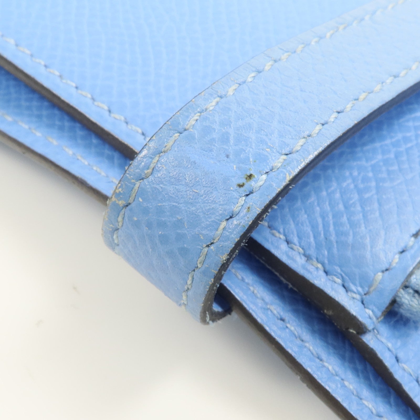 HERMES Epsom皮革Kelly Compact Wallet長錢包Bleu Paradis