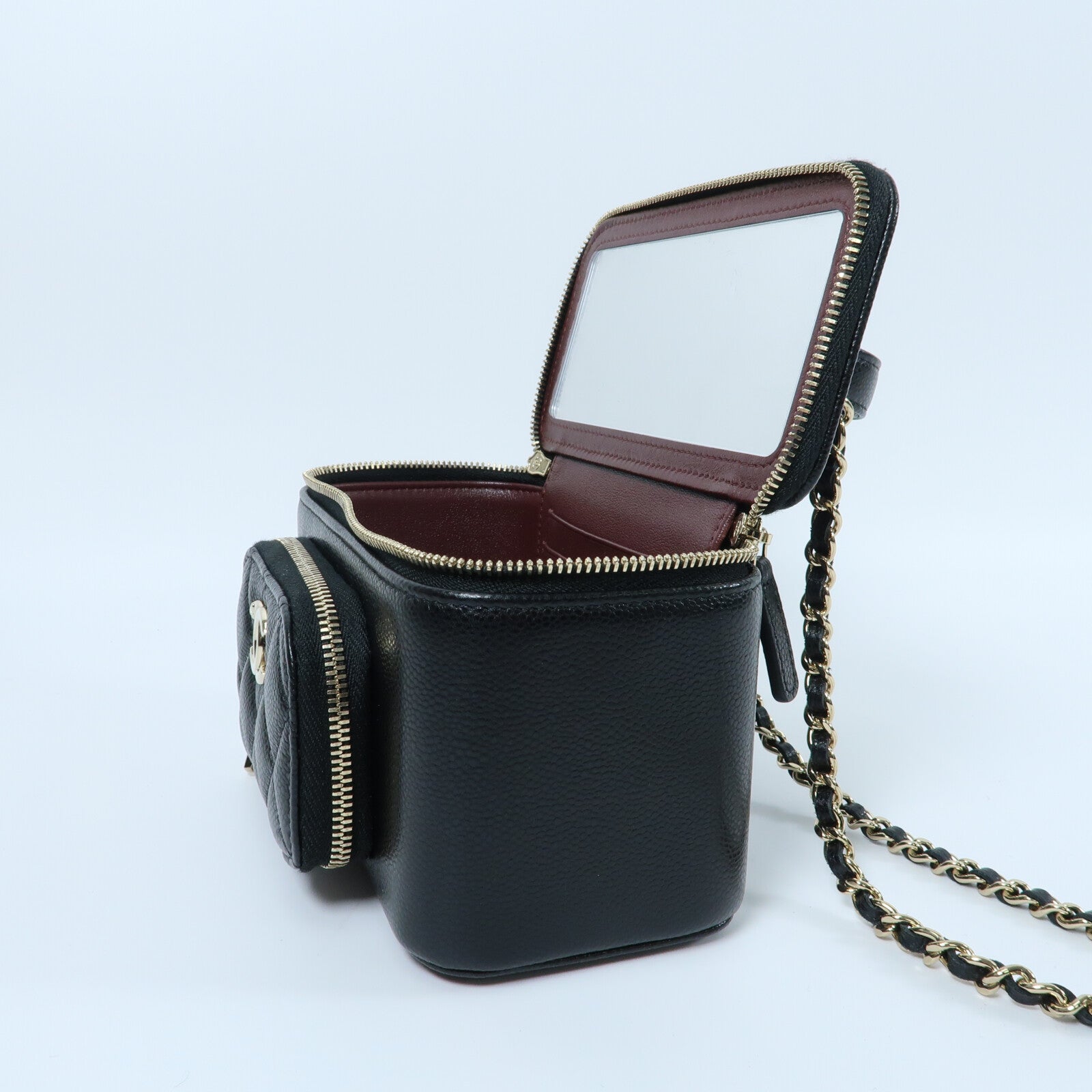 CHANEL 牛皮皮革Vanity Case鏈帶手挽肩背兩用袋