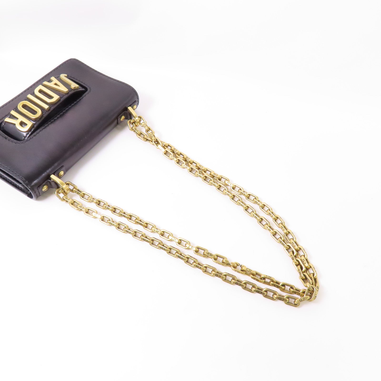 Dior 牛皮皮革J'ADior金扣鏈帶肩背袋