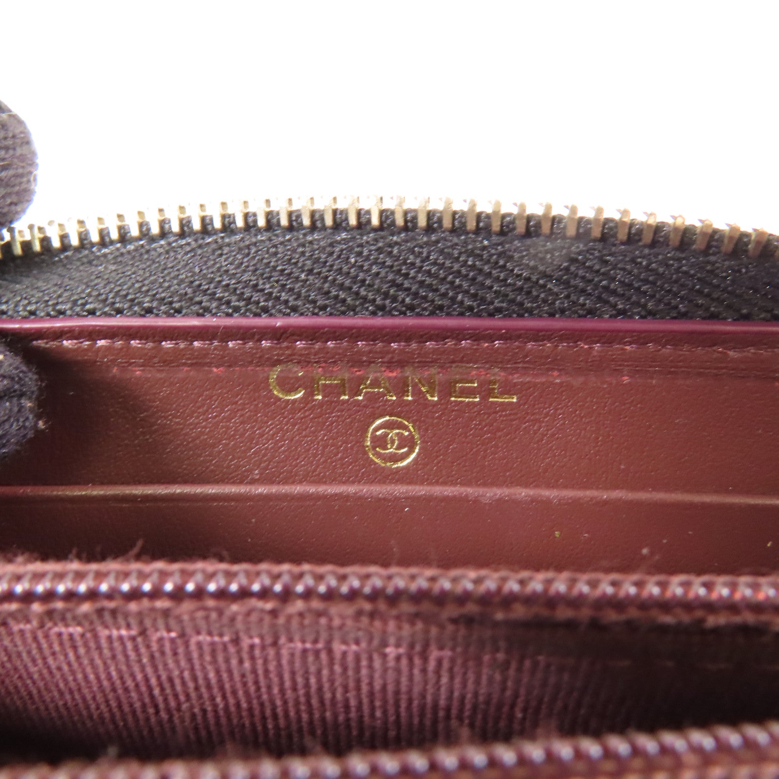 CHANEL 牛皮皮革Zipper Long Wallet金扣長錢包