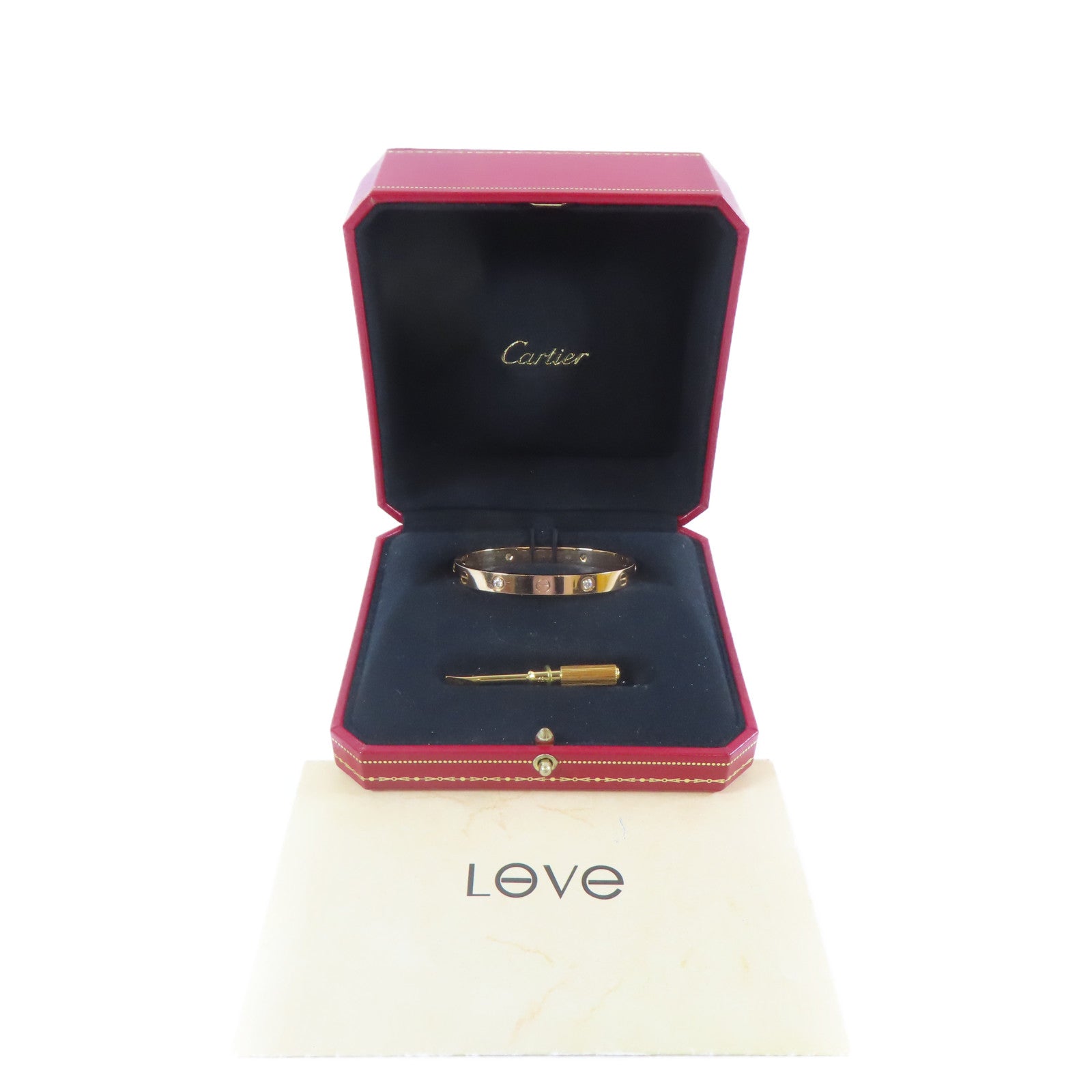 CARTIER 18K黃金Love Bracelet 4 Diamond手鐲Cartier#16/#15cm