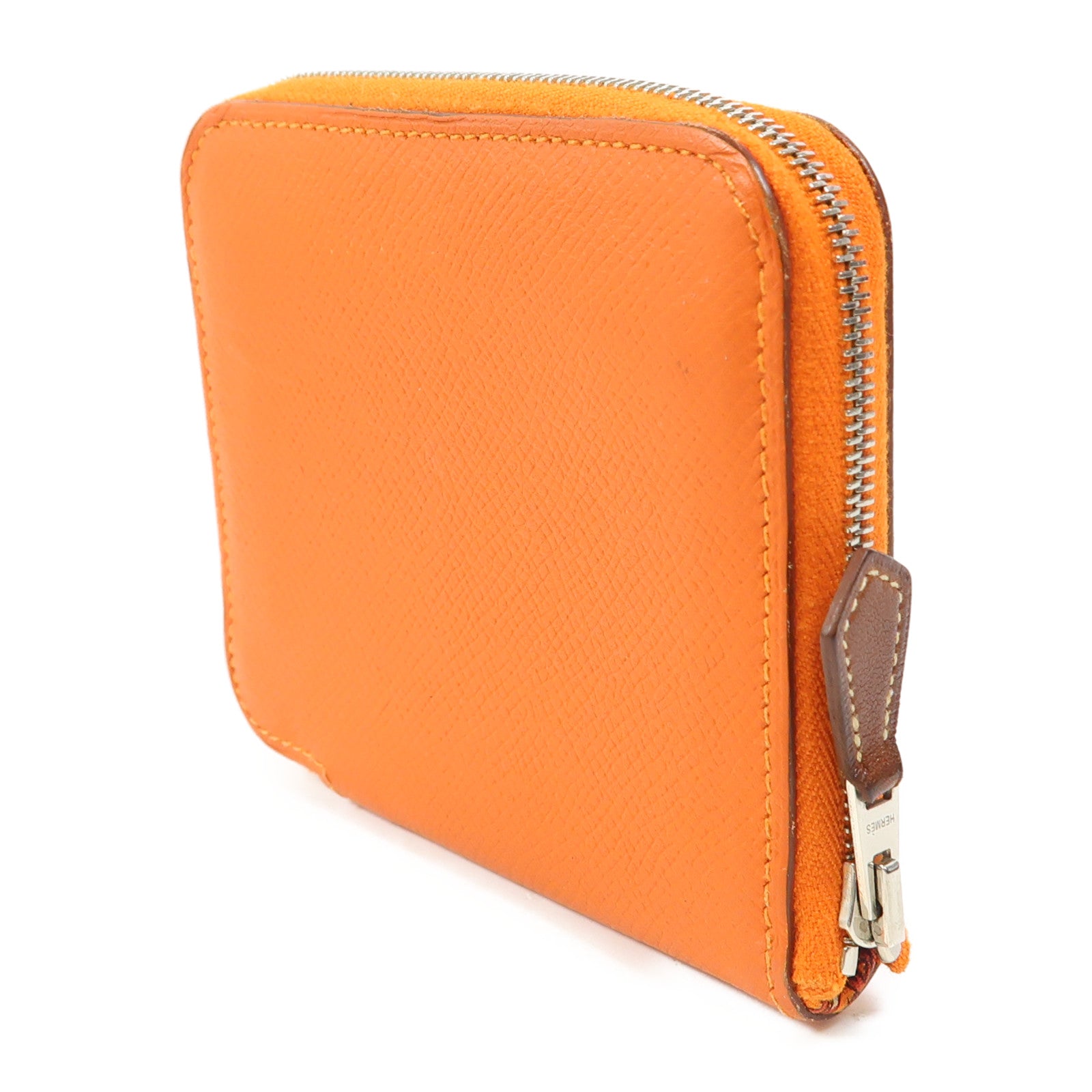HERMES Evercolor皮革Silk In Compact銀扣錢包9J Feu