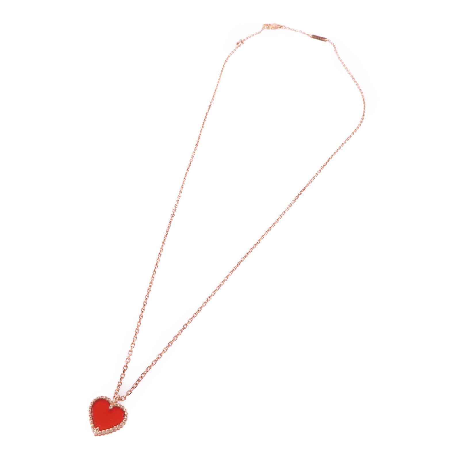 Van Cleef & Arpels 18K玫瑰金Sweet Hearts Pendant紅玉髓項鍊