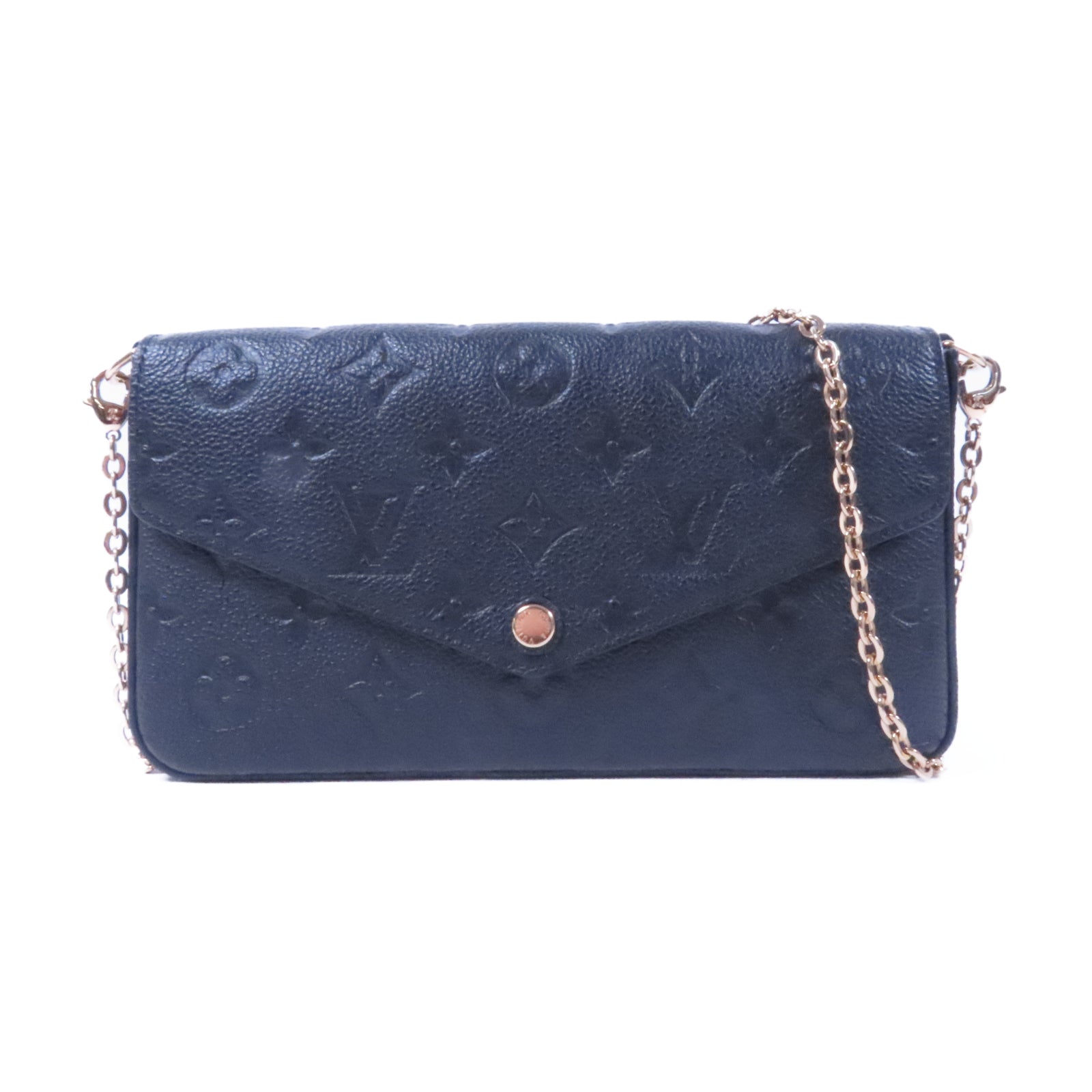 LOUIS VUITTON Mnogram Empreinte Felicie Pochette金扣鏈帶肩背袋黑色