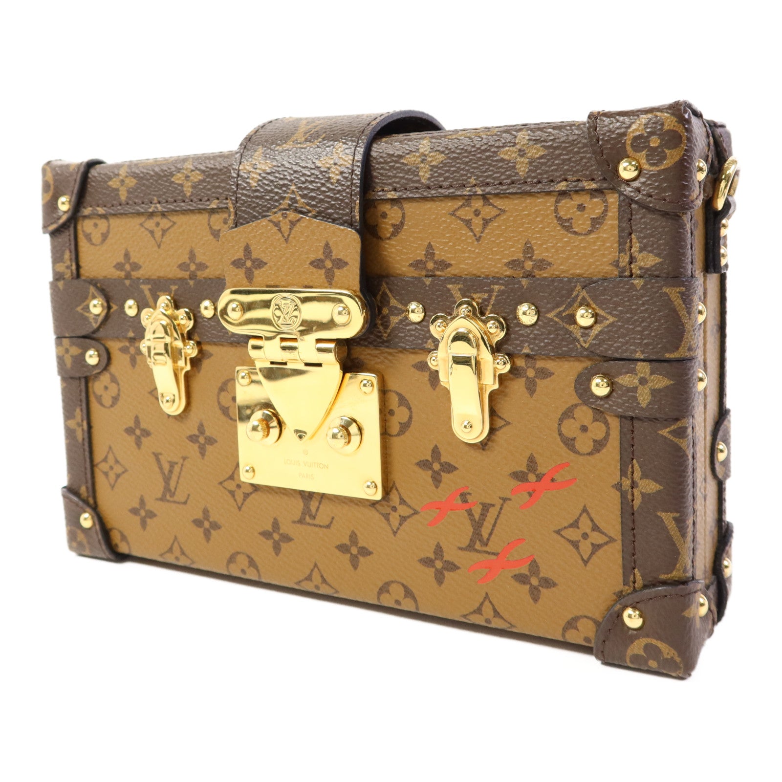 LOUIS VUITTON Monogram Reverse Petite Malle金扣肩背袋
