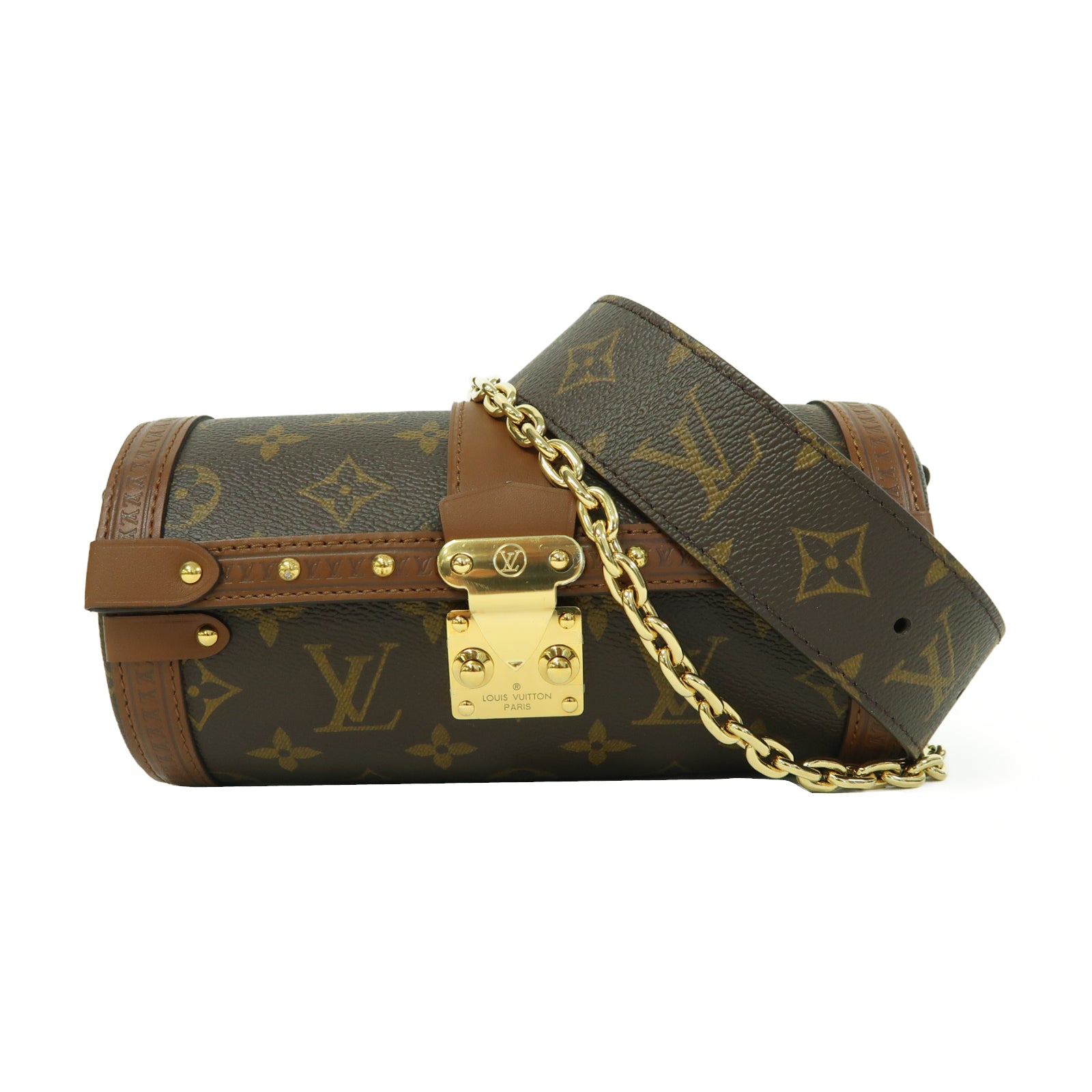 LOUIS VUITTON Monogram Papillon Trunk金扣手挽肩背兩用袋棕色