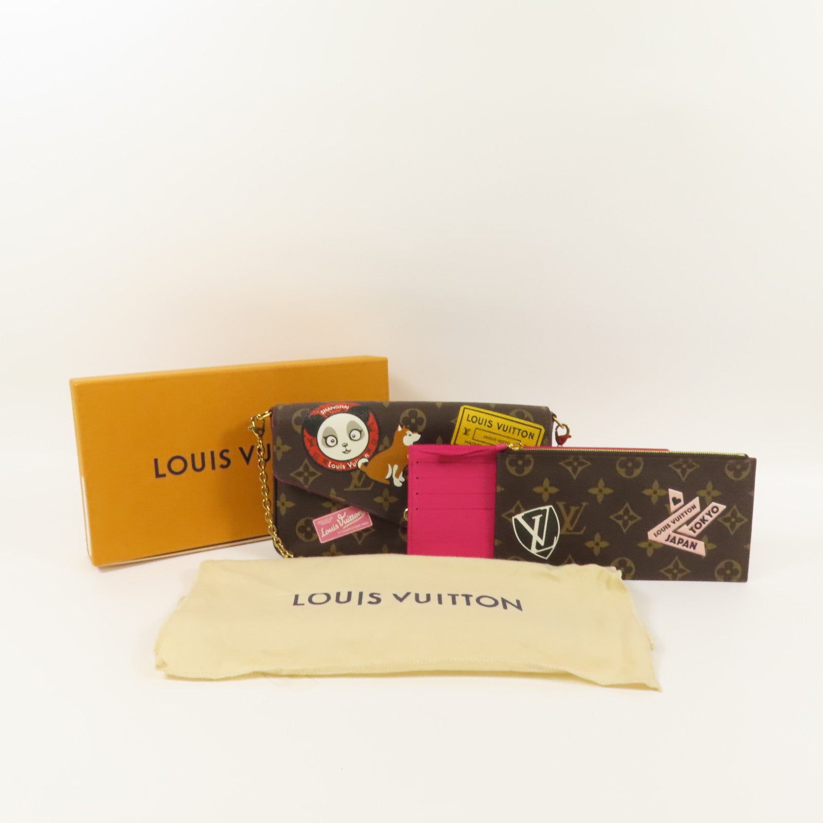 LOUIS VUITTON Monogram Pochette Felicie金扣鏈帶肩背袋