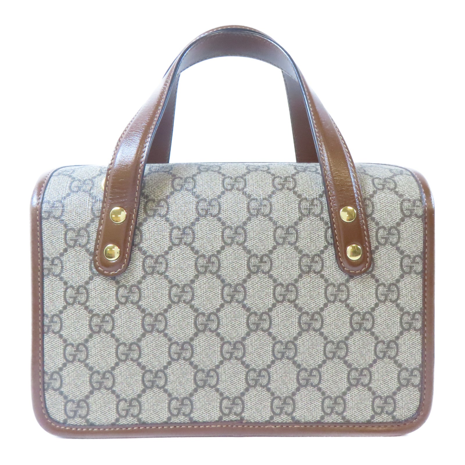 GUCCI 塗層帆布Horsebit 1955 Mini Top Handle Bag金扣手挽肩背兩用袋啡色