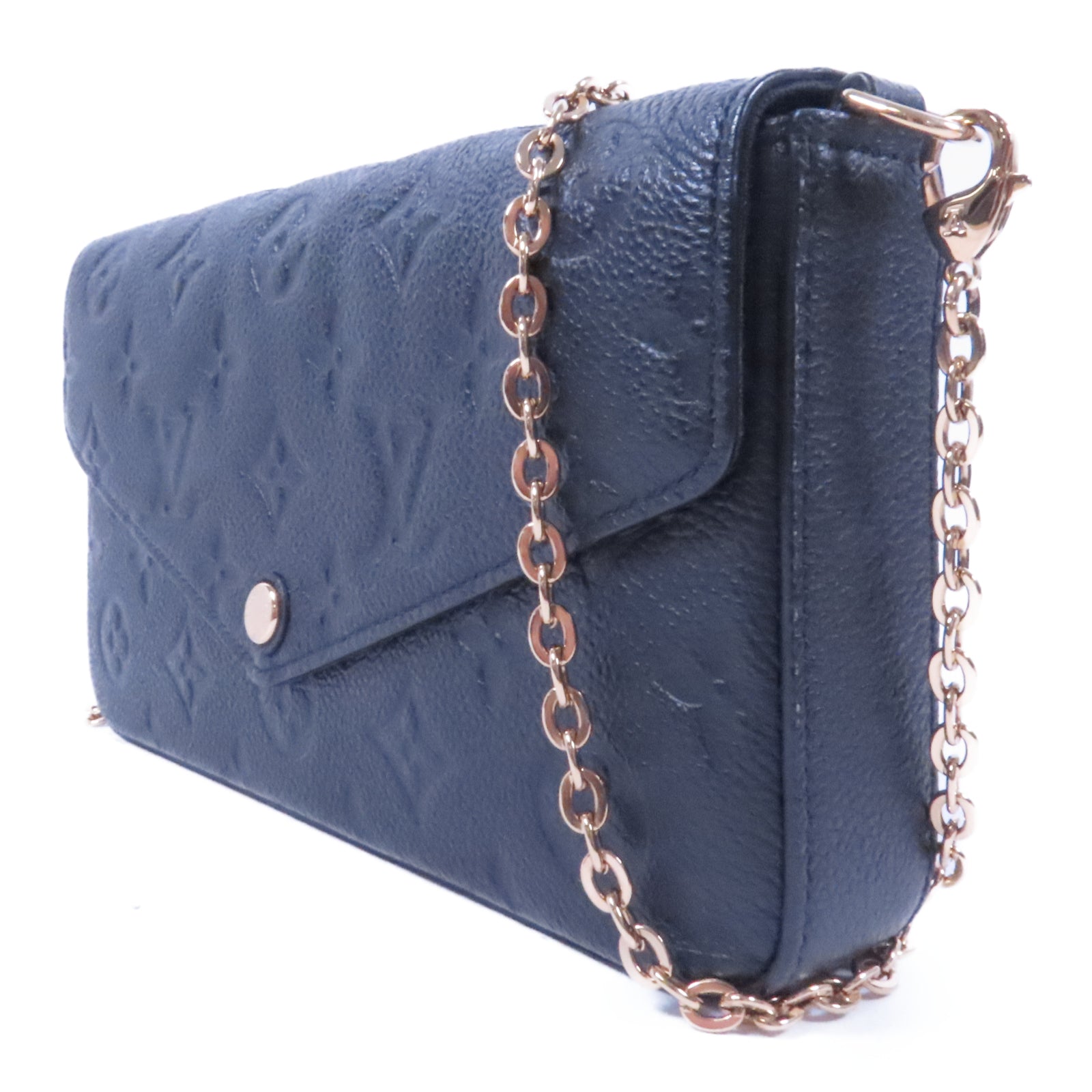 LOUIS VUITTON Mnogram Empreinte Felicie Pochette金扣鏈帶肩背袋黑色