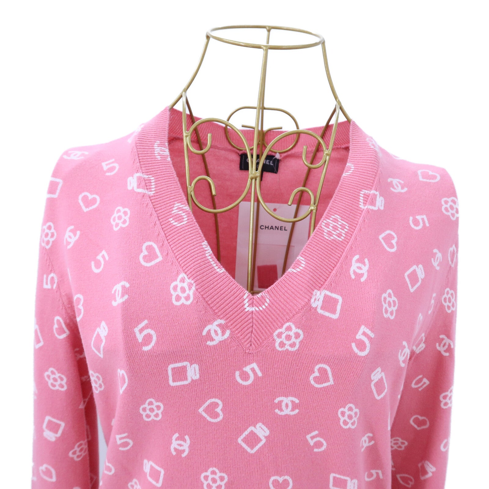 CHANEL Cotton/Polyamide V-neck Long Sleeve Knit針織
