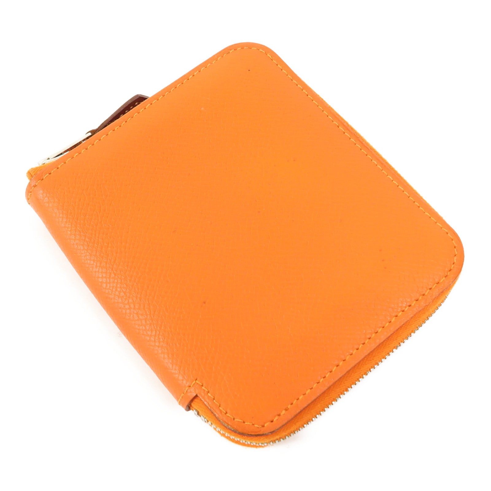 HERMES Evercolor皮革Silk In Compact銀扣錢包9J Feu