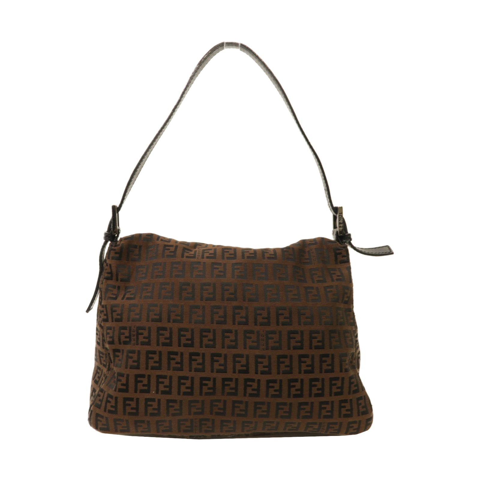 FENDI 帆布Shoulder Bag銀扣肩背袋啡色