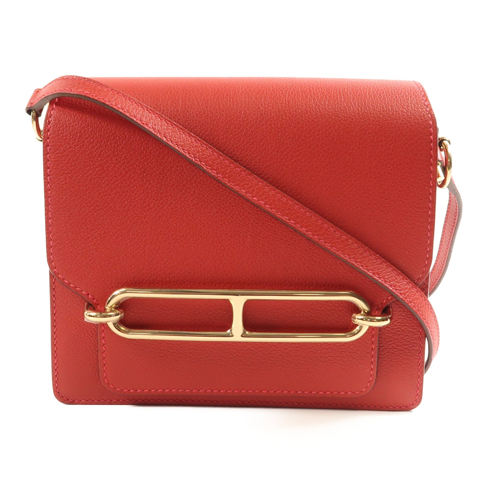 HERMES Evercolor皮革Mini Roulis金扣肩背袋