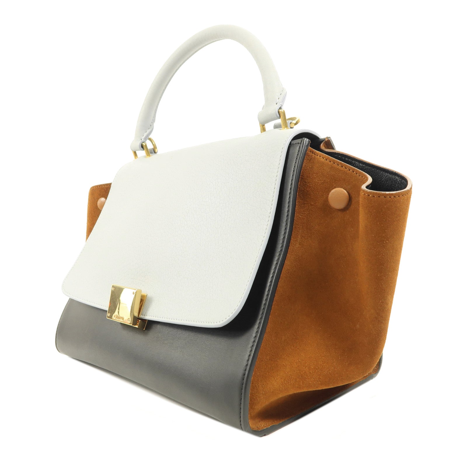 CELINE 牛皮皮革/麂皮皮革Trapeze金扣手挽肩背兩用袋