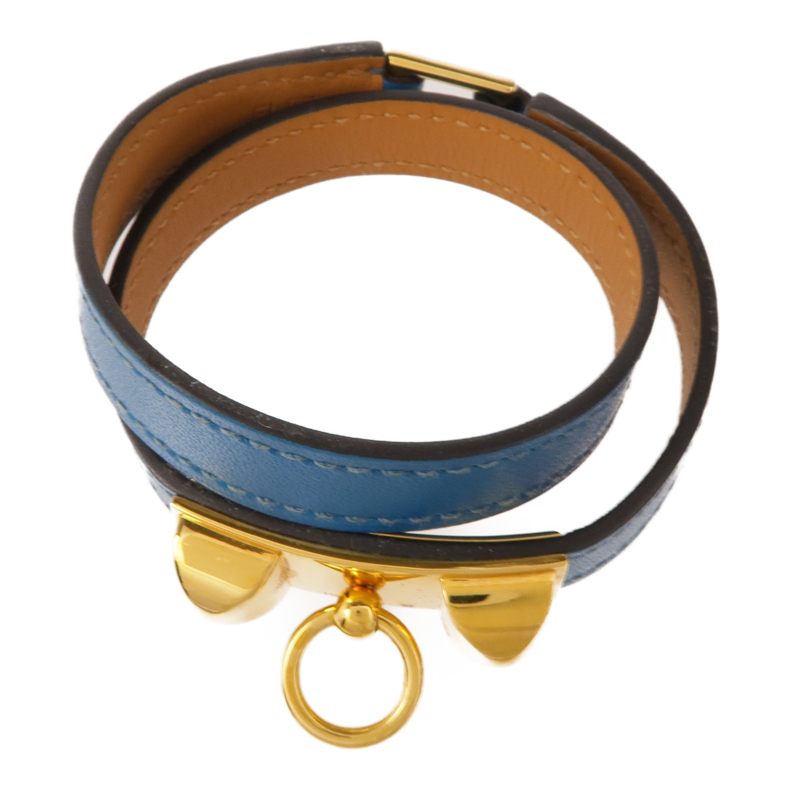HERMES 皮革Rivale Double Tour Bracelet金扣手帶