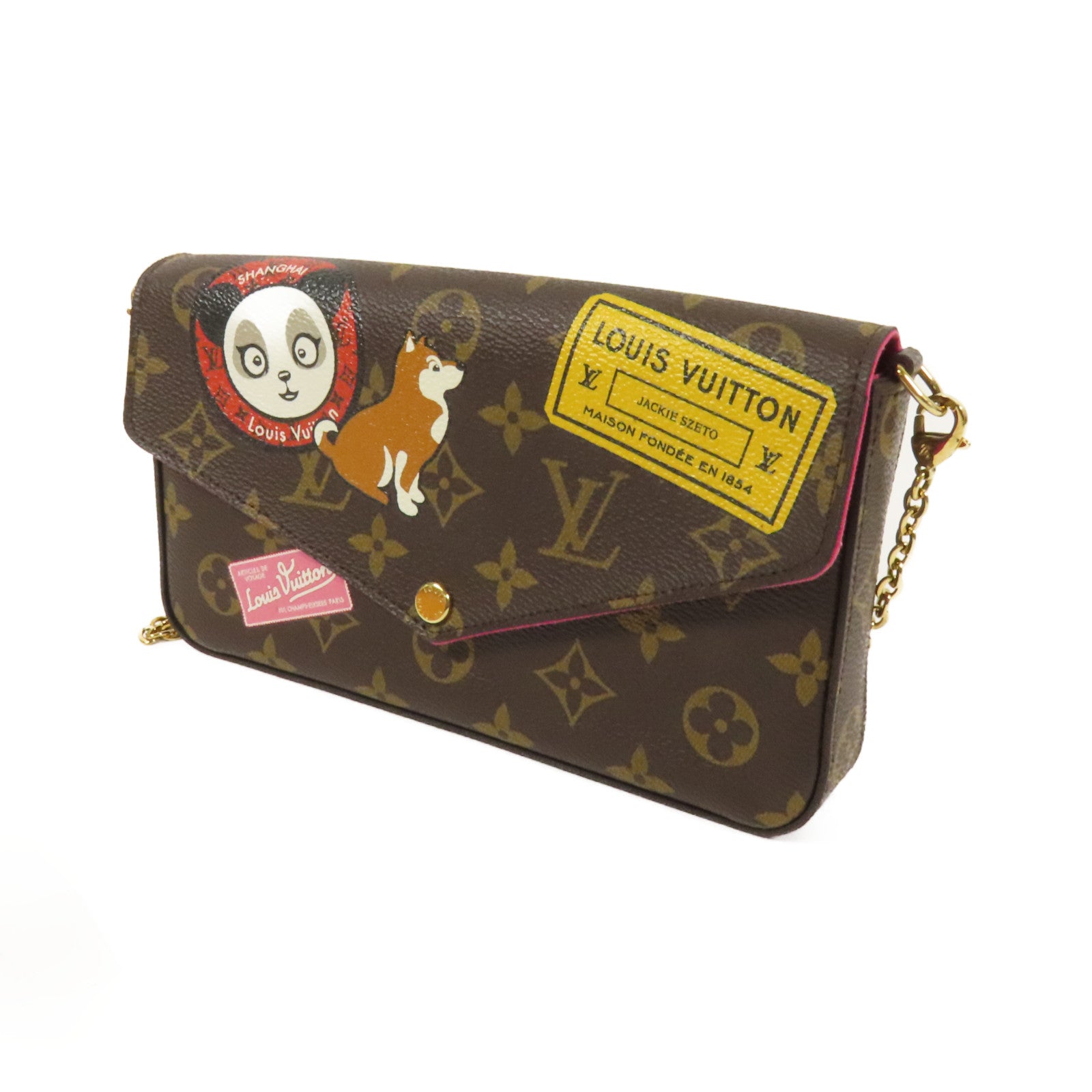 LOUIS VUITTON Monogram Pochette Felicie金扣鏈帶肩背袋