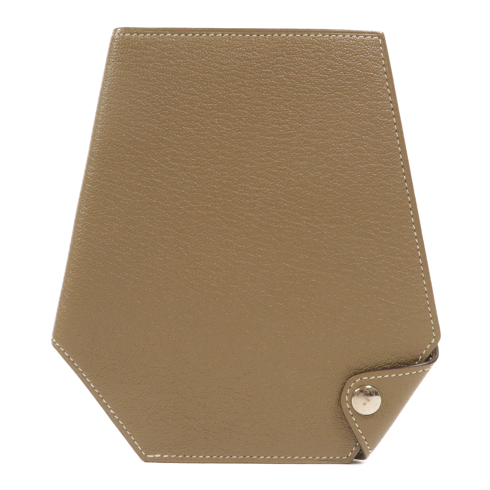 HERMES Chevre皮革Clochette Compact Wallet長錢包Etoupe