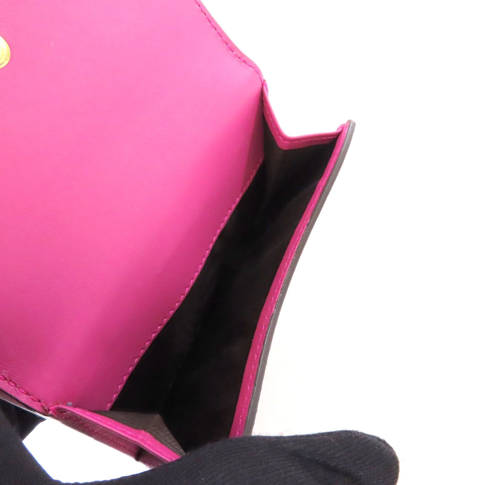 GUCCI 塗層帆布GG Supreme Wallet金扣短錢包啡色/紅色