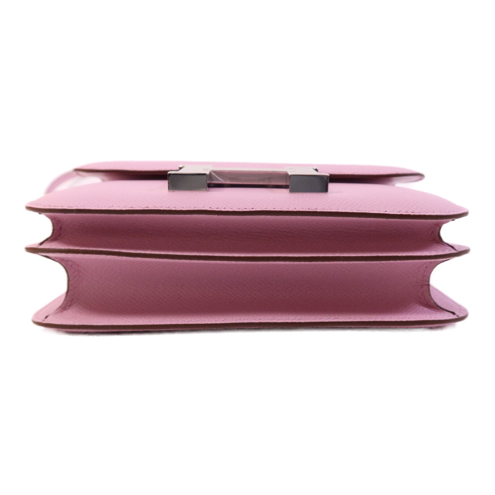 HERMES Epsom皮革Constance Mini銀扣肩背袋Mauve Sylvestre