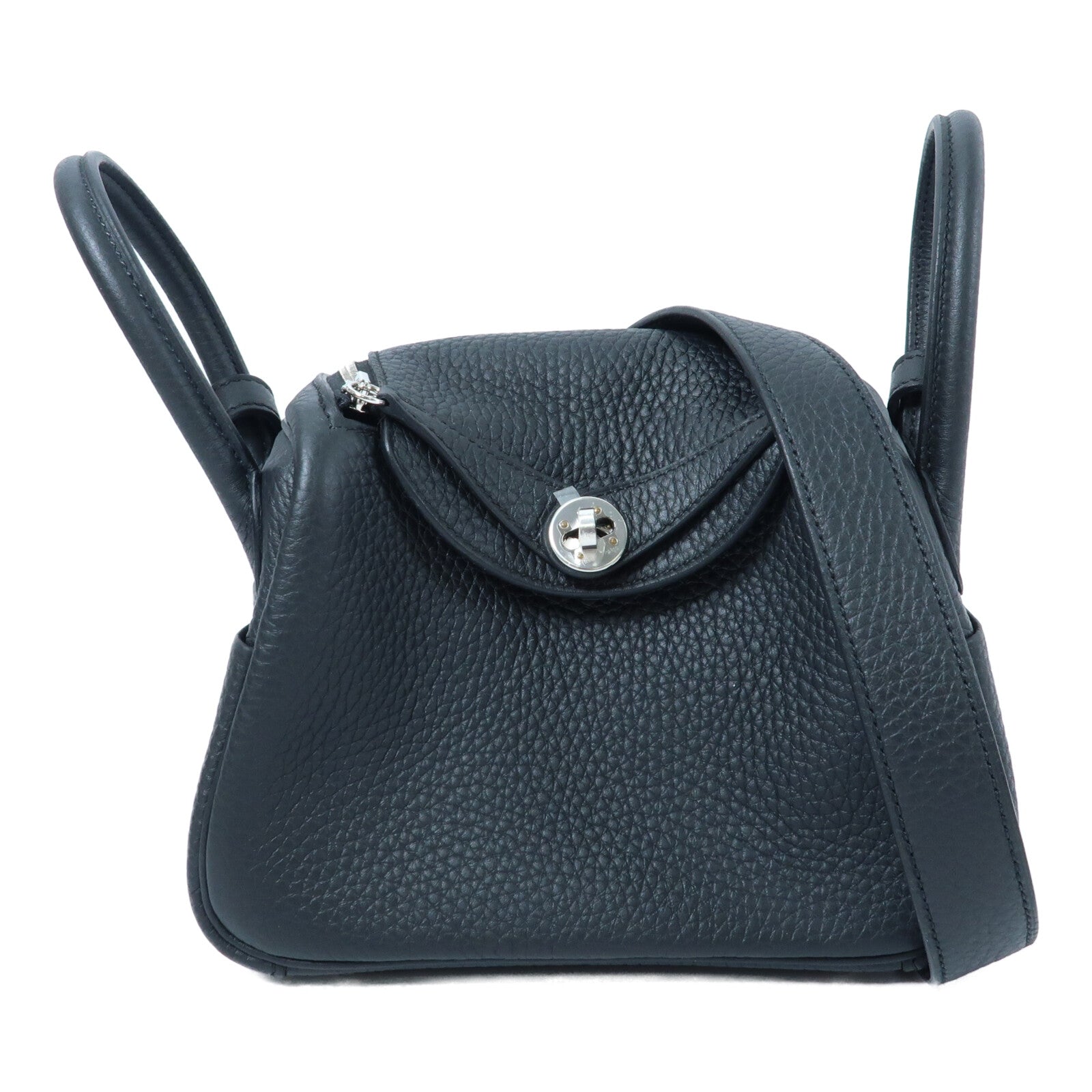 HERMES Clemence皮革Mini Lindy手挽肩背兩用袋Noir