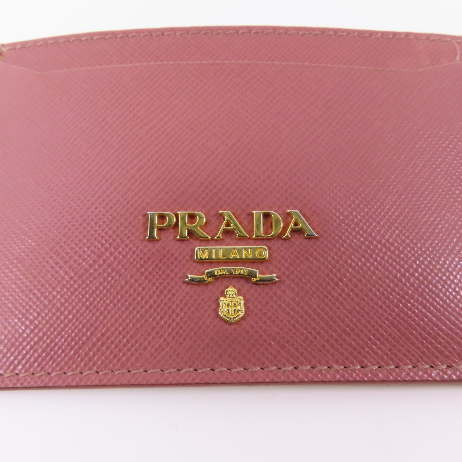 PRADA 牛皮皮革Card Case金扣卡片套粉紅色