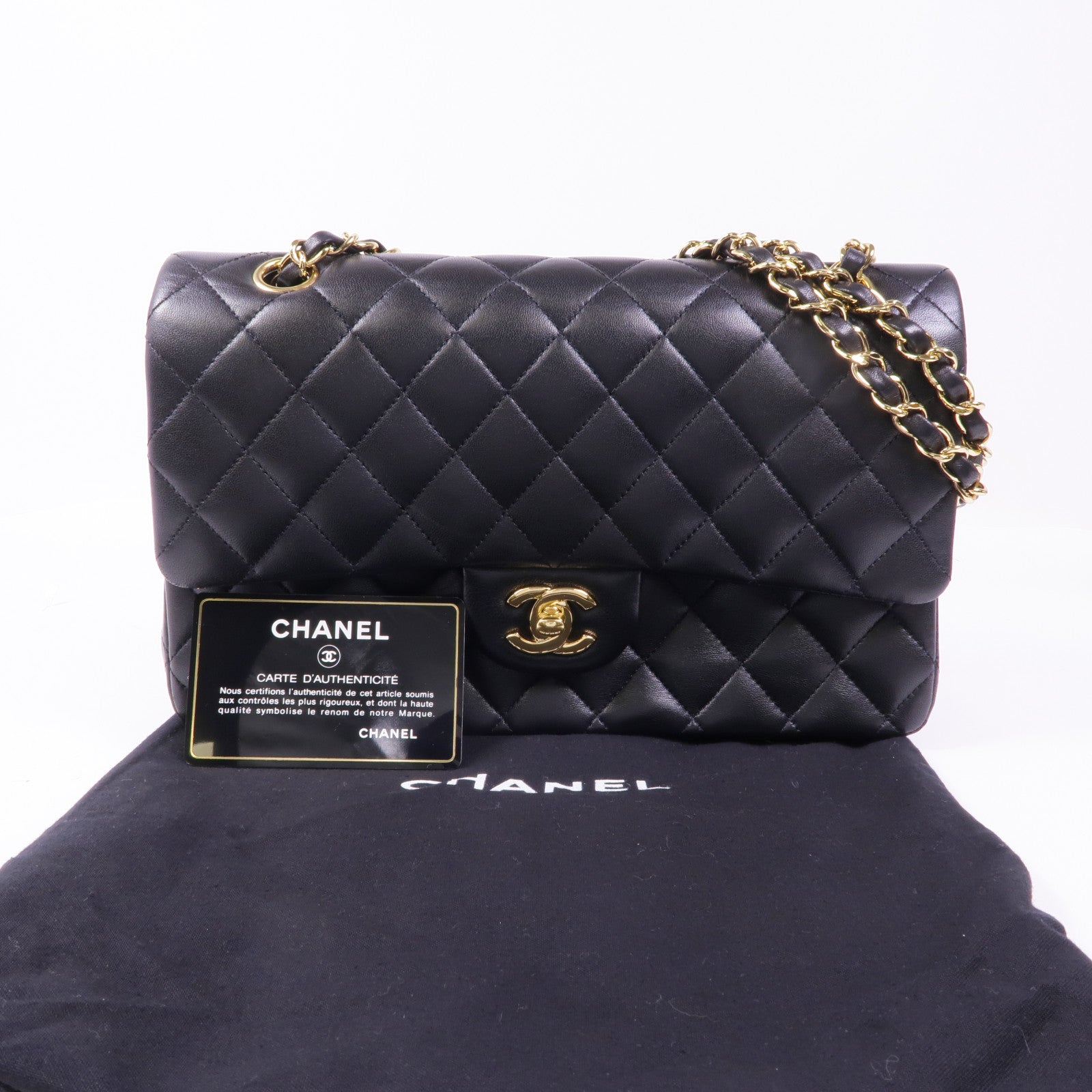 CHANEL 羊皮皮革Classic 25金扣鏈帶肩背袋