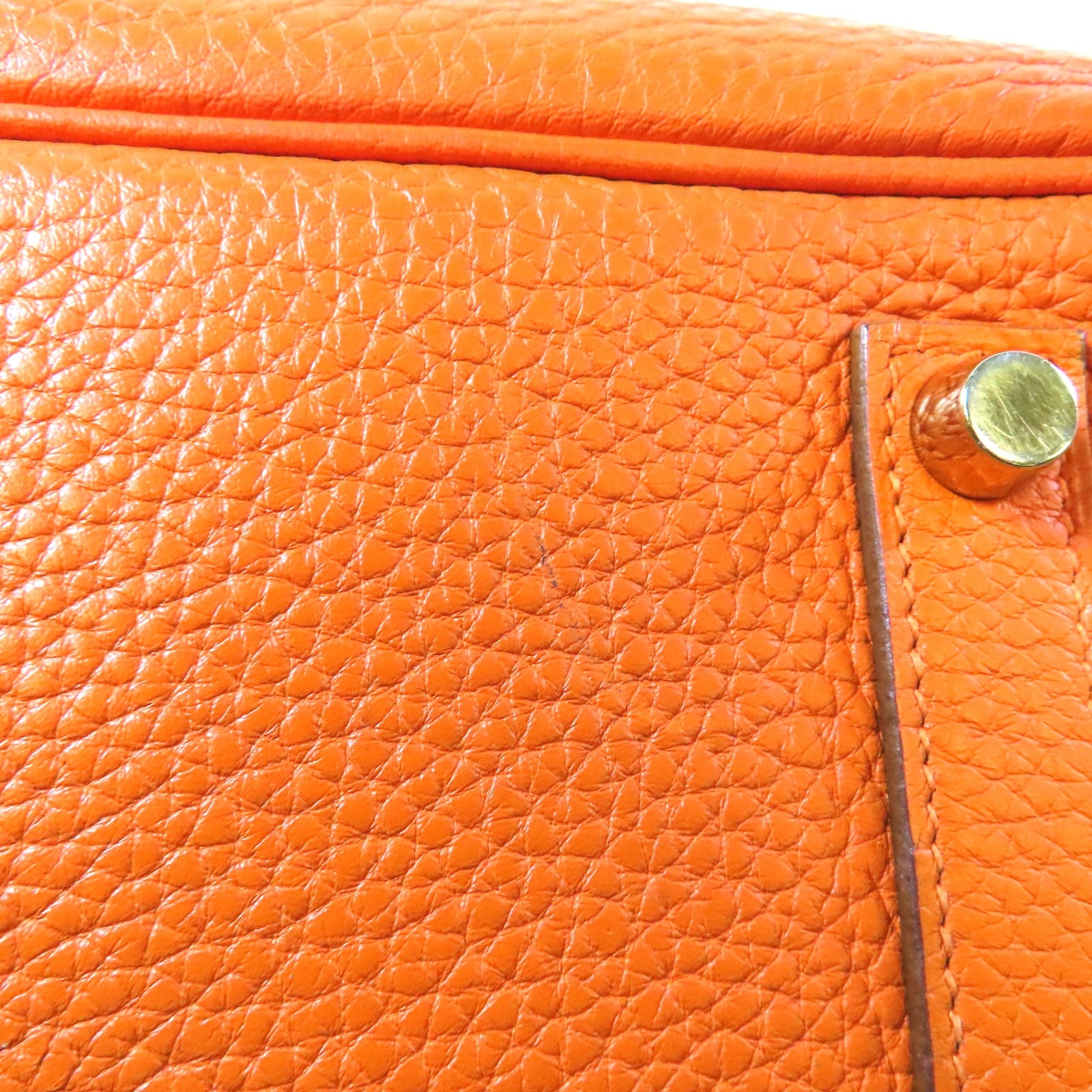 HERMES 牛皮皮革Birkin 35金扣手挽袋橙色