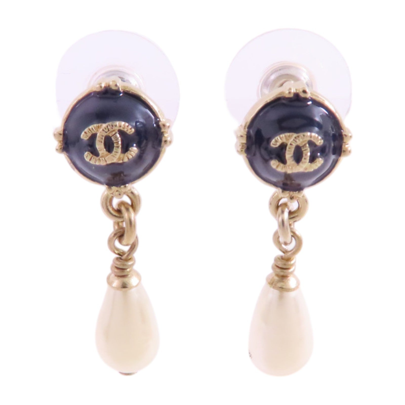 CHANEL 金屬/PVC Earrings金扣耳環