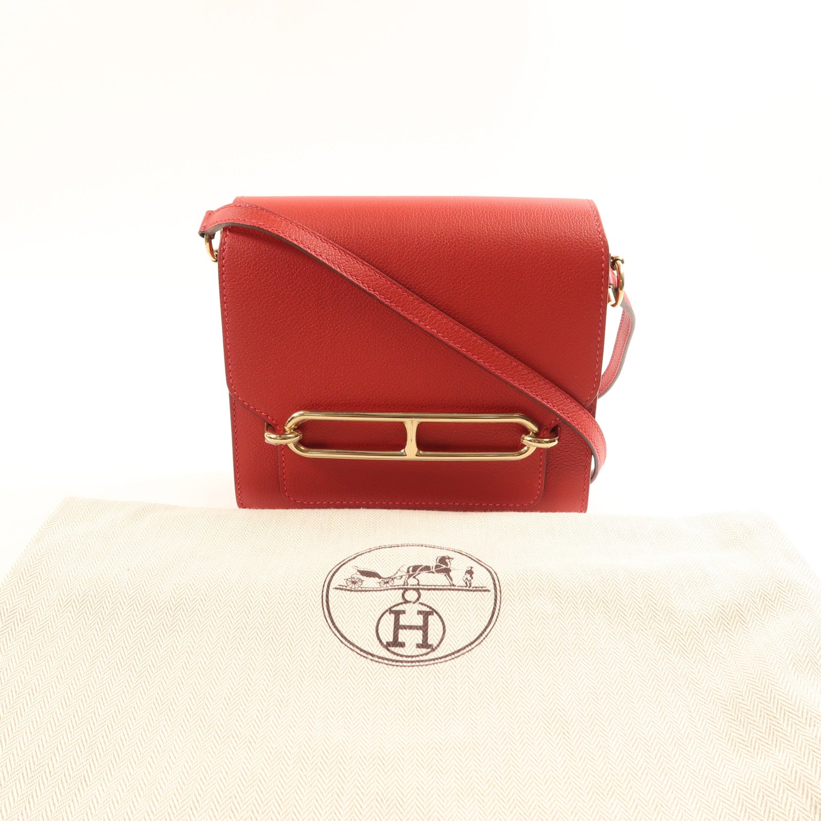 HERMES Evercolor皮革Mini Roulis金扣肩背袋