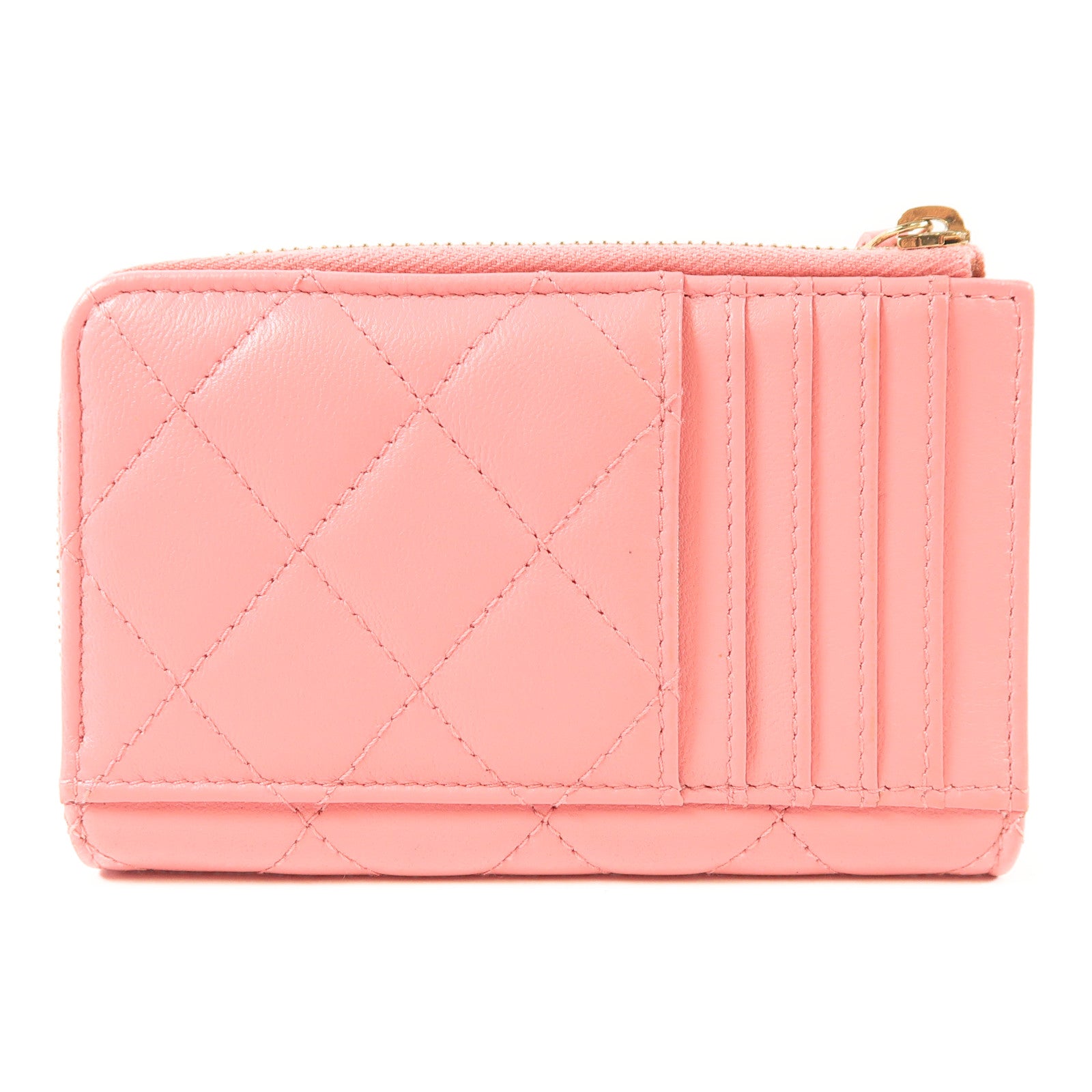 CHANEL 【激減優惠】羊皮皮革Card Case金扣卡片套