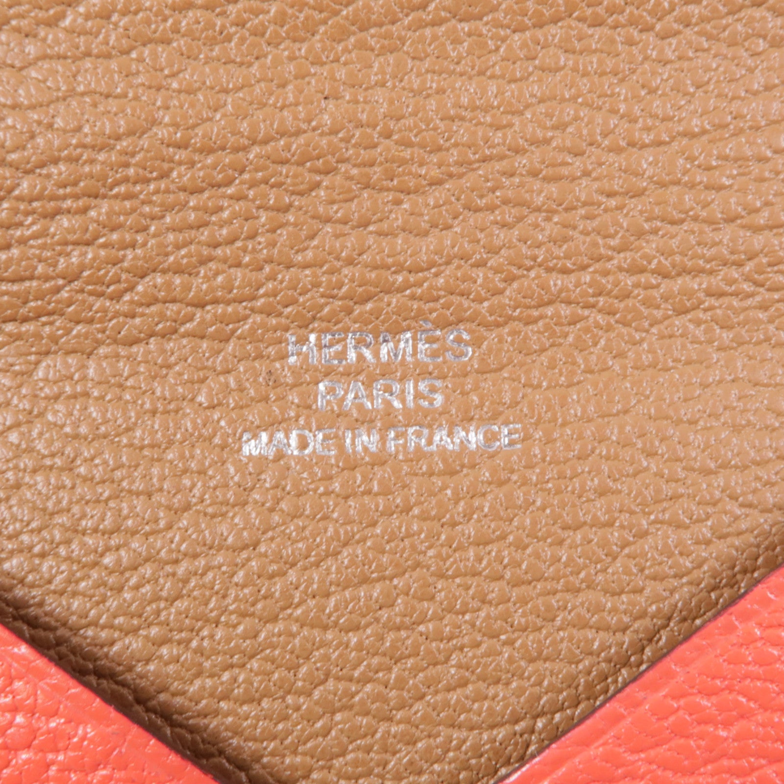 HERMES PHW Calvi Card Case Chevre Leather Red