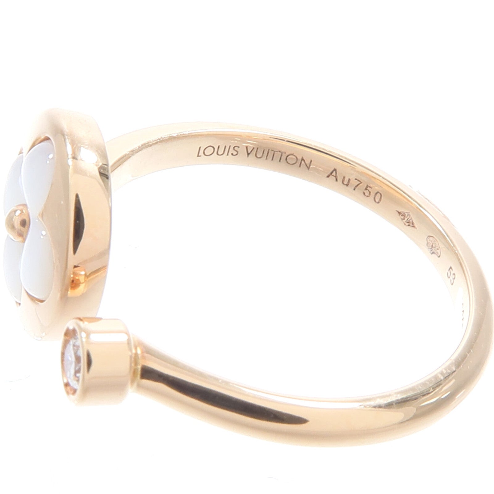LOUIS VUITTON 18K玫瑰金Color Blossom Mini Sun Ring鑽石/珍珠母貝戒指