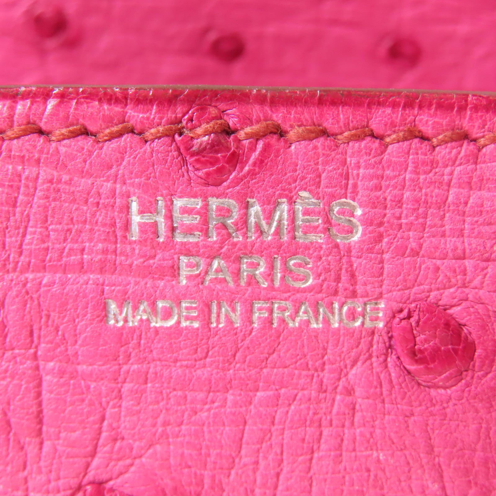 HERMES 鴕鳥皮革Birkin 30銀扣手挽袋粉紅色