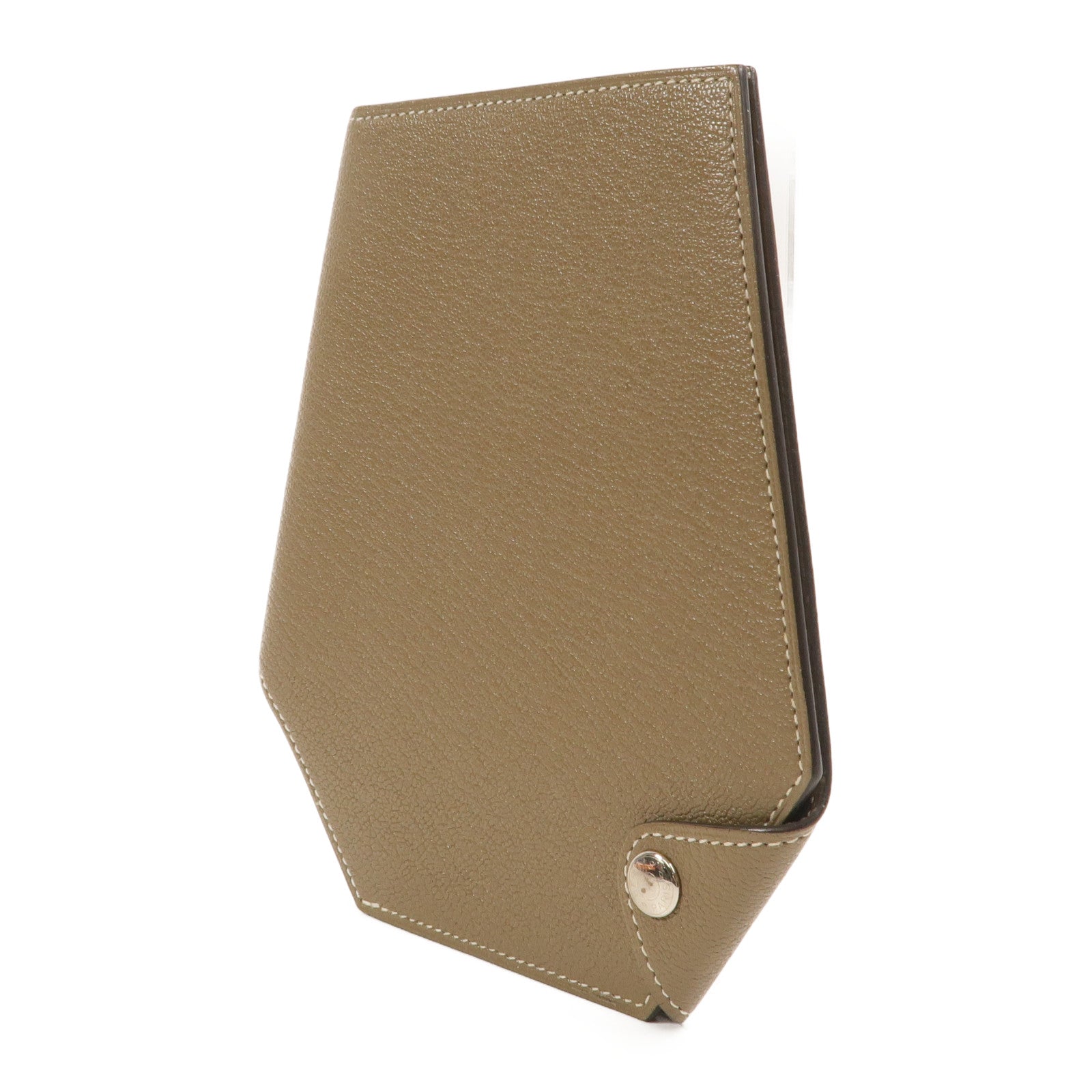HERMES Chevre皮革Clochette Compact Wallet長錢包Etoupe