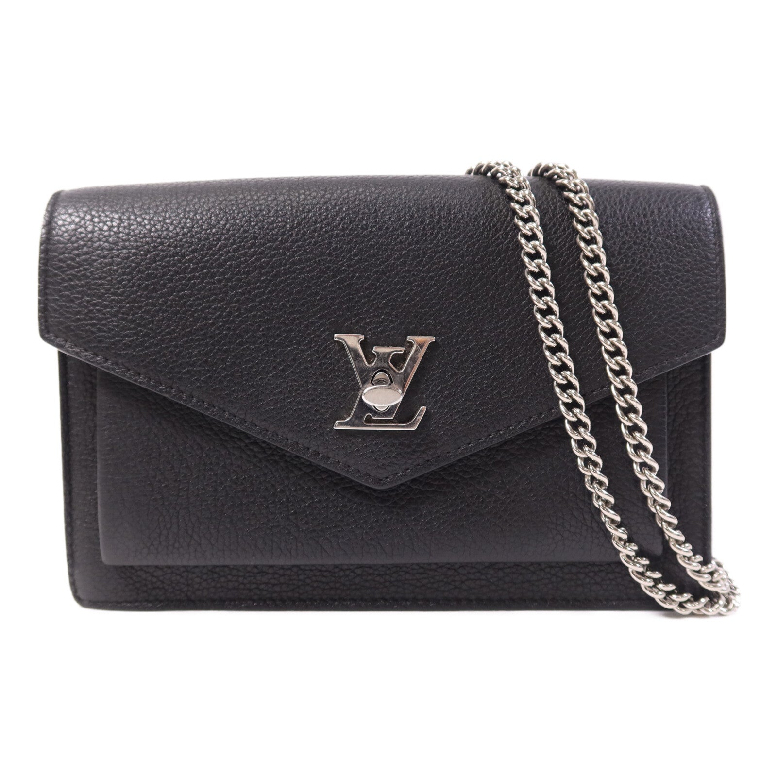 LOUIS VUITTON 牛皮皮革Mylockme銀扣鏈帶肩背袋